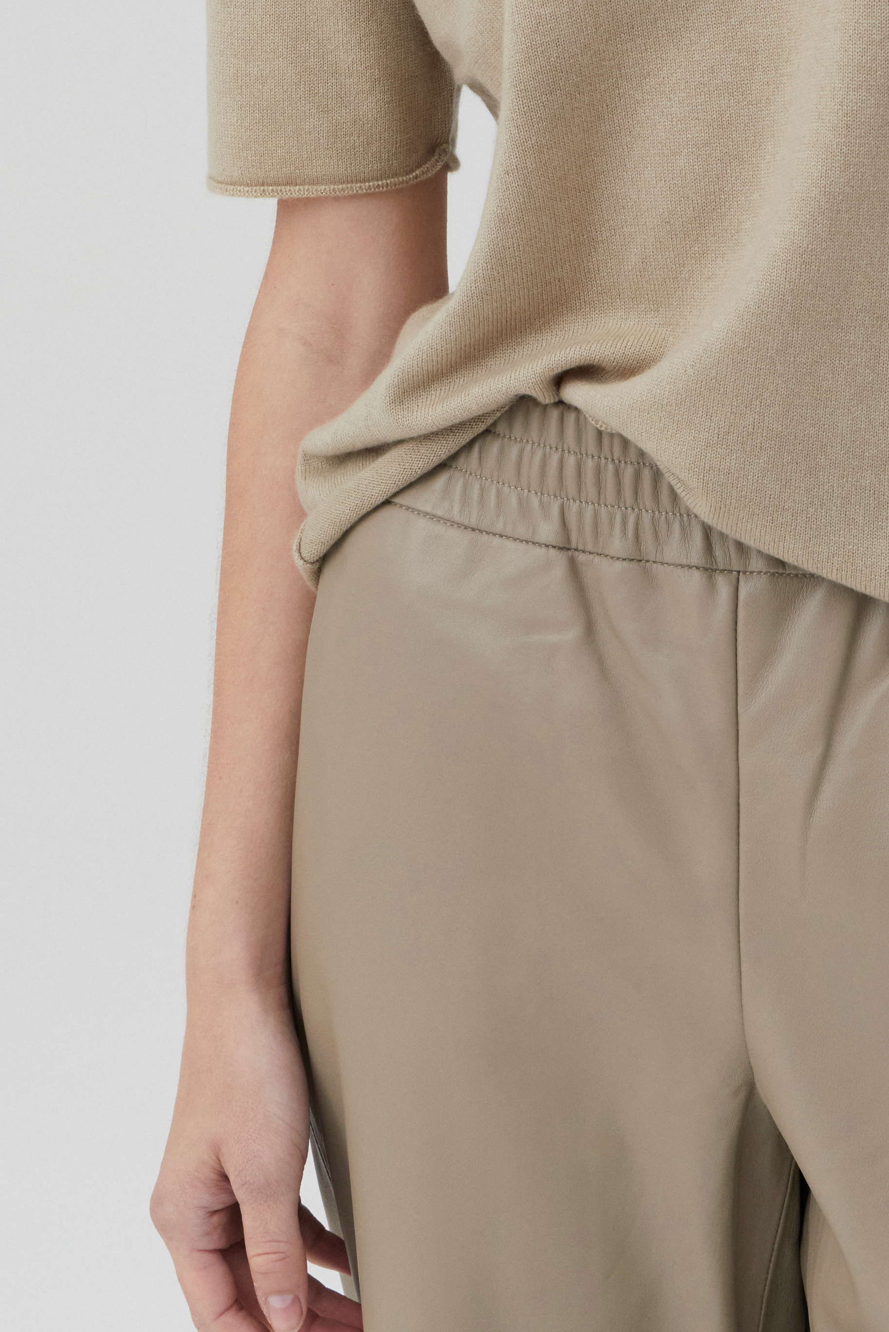 Relaxed Leather Pant - Putty