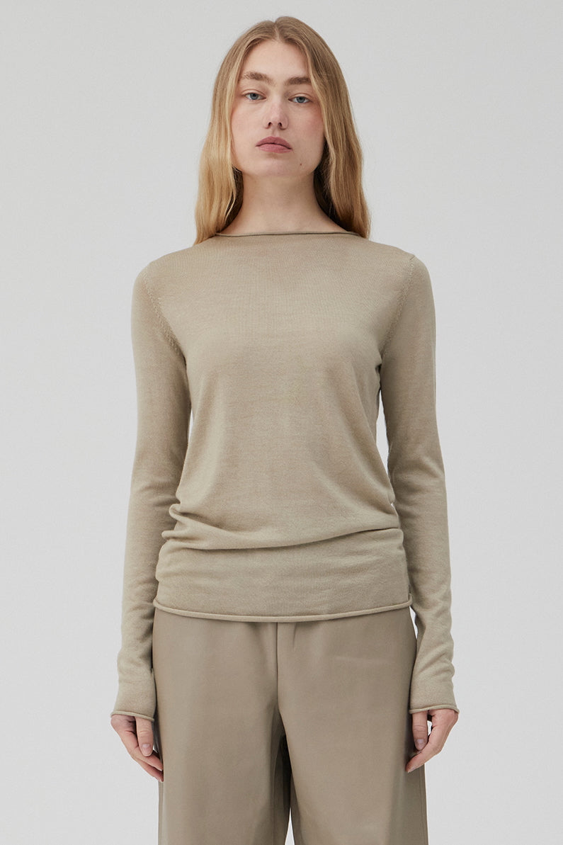 Cashmere Fitted Crew Neck - Putty