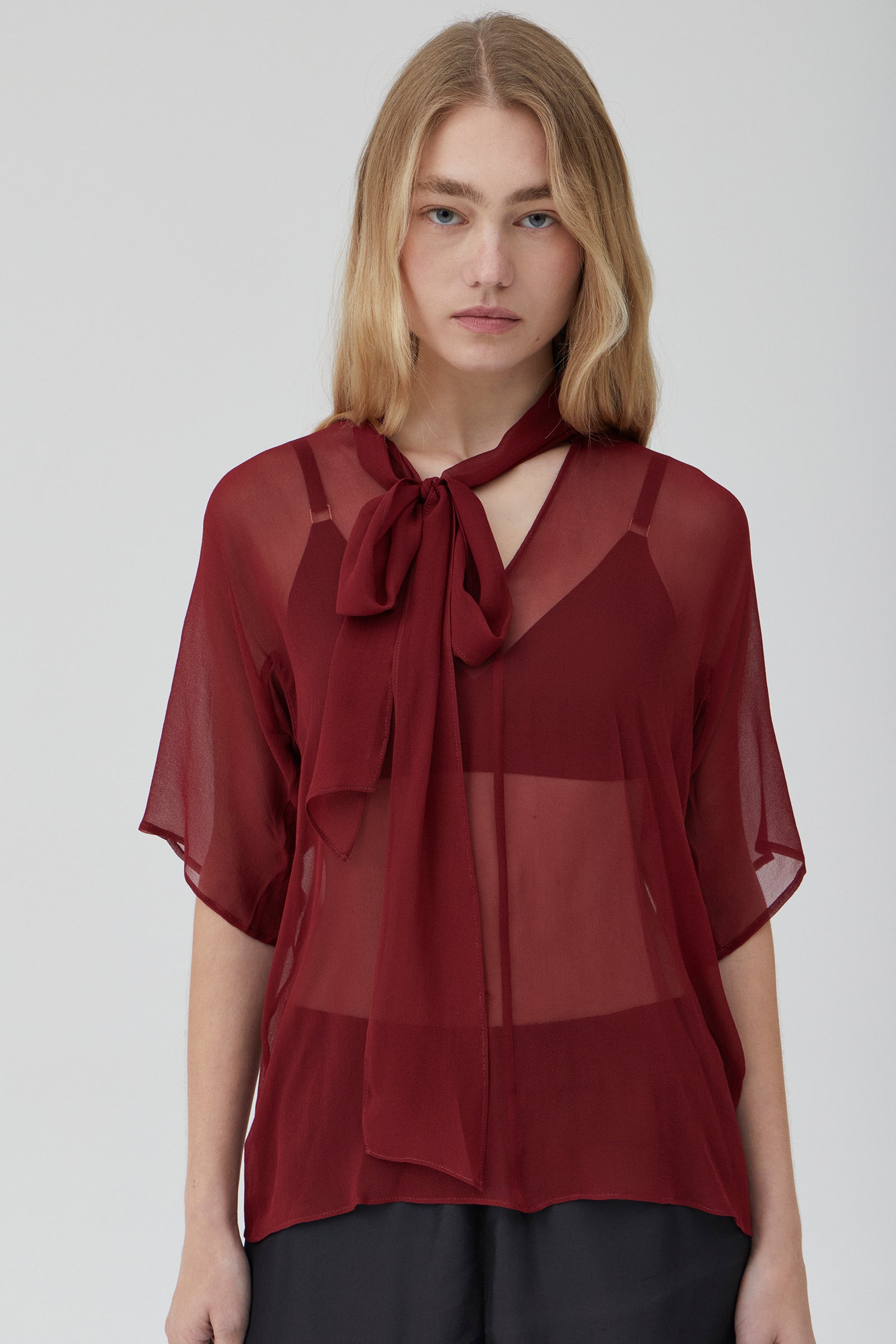 Silk Scarf T - Syrah Georgette