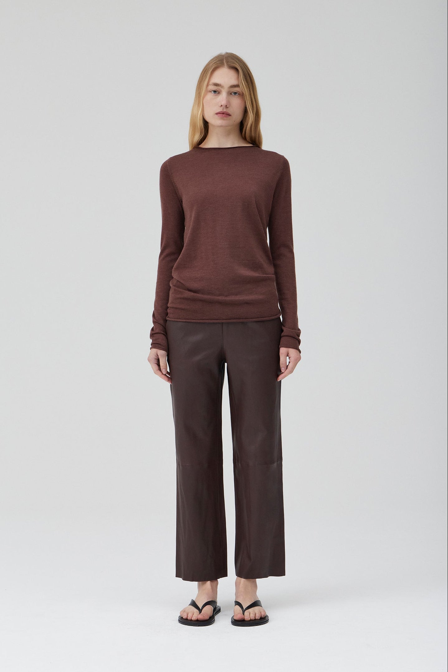 Cashmere Fitted Crew Neck - Amaranto