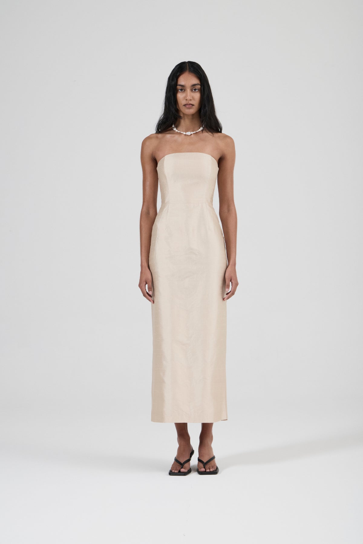 Strapless Silk Column Dress - Shell