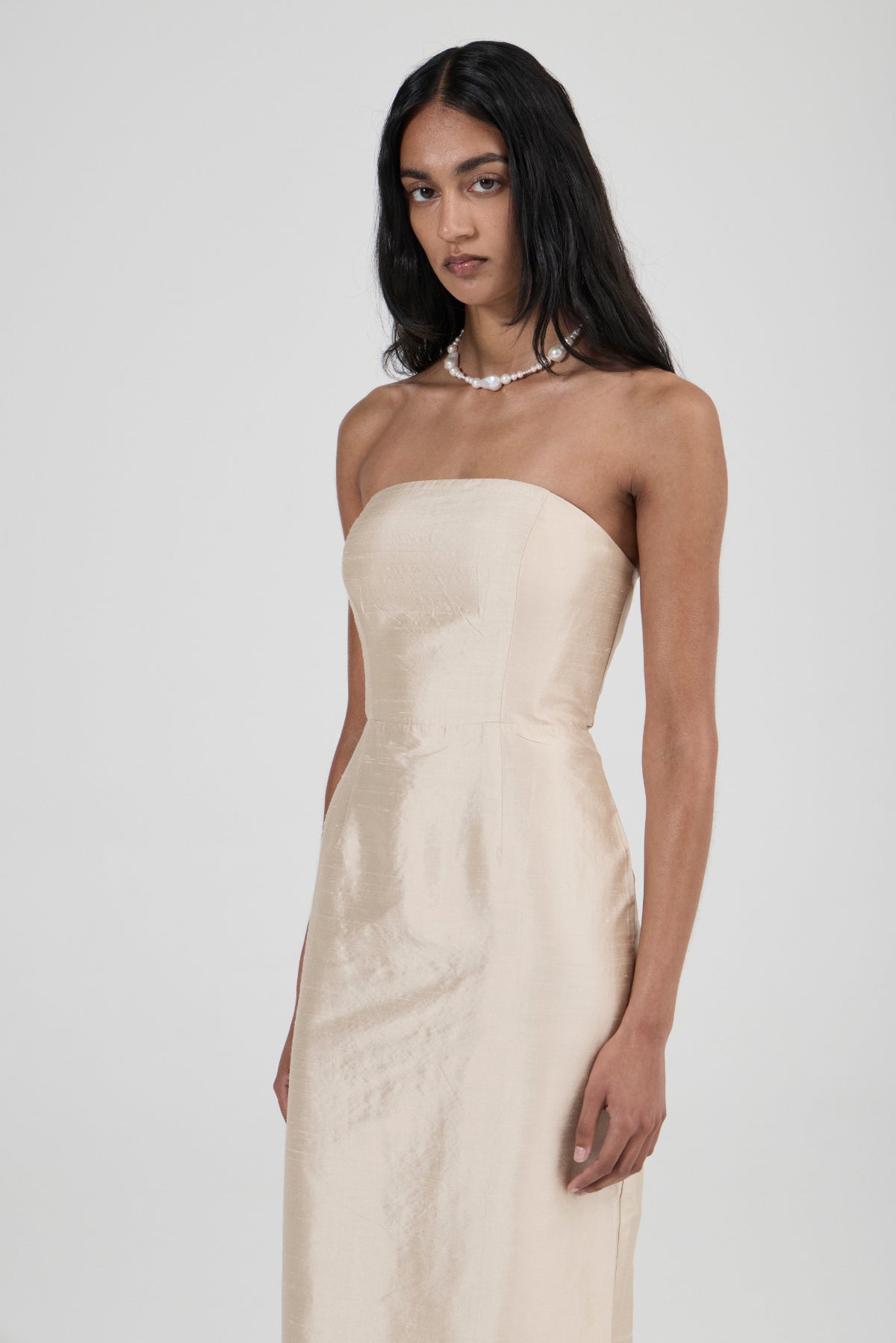 Strapless Silk Column Dress - Shell