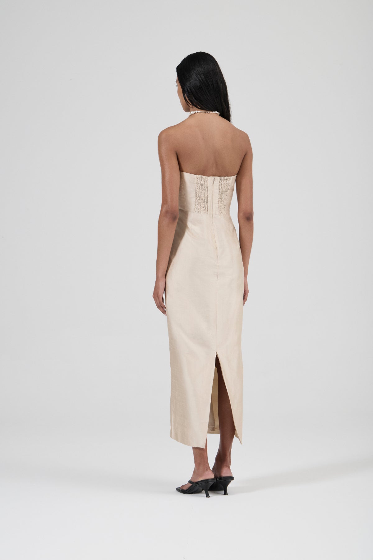 Strapless Silk Column Dress - Shell