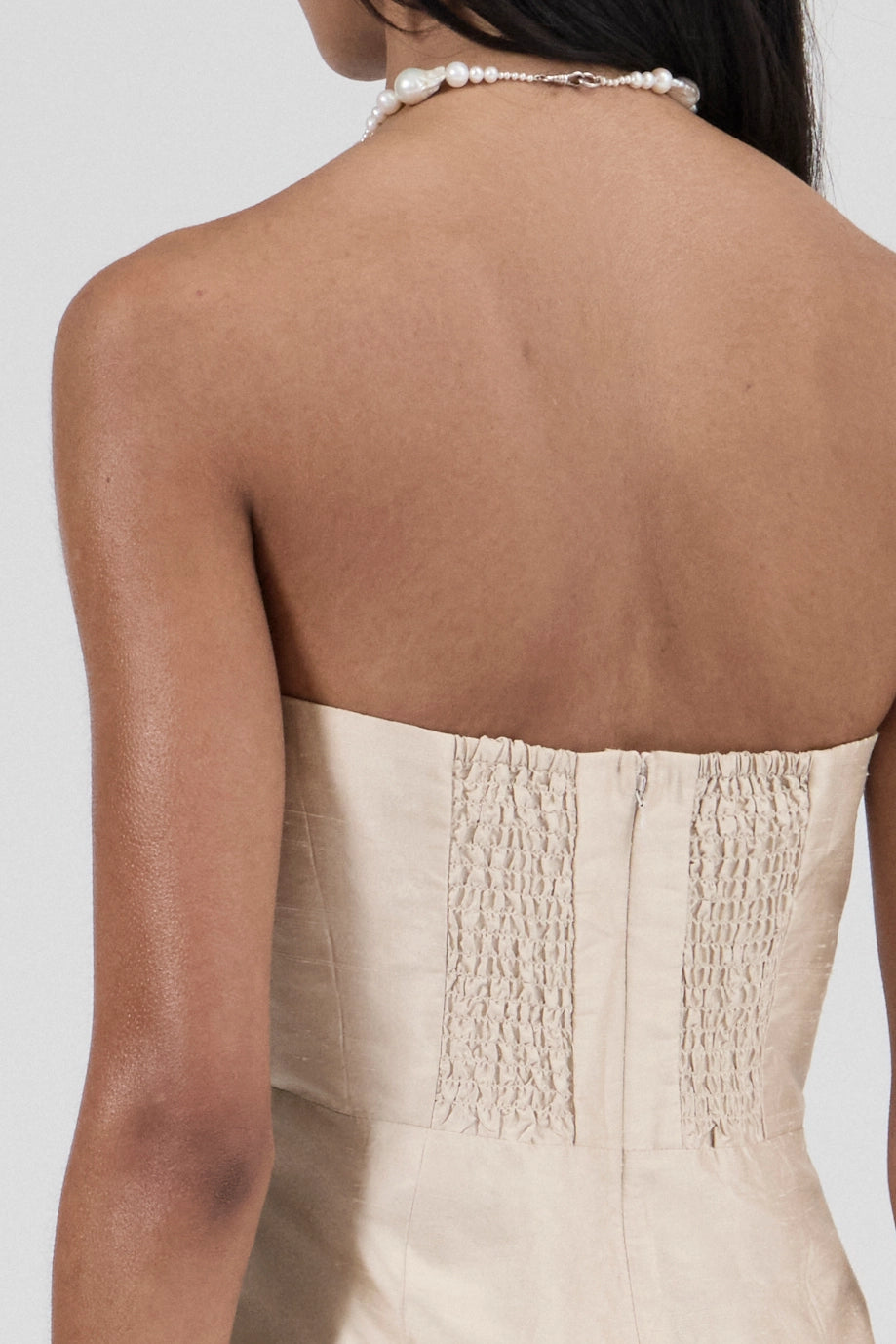 Strapless Silk Column Dress - Shell