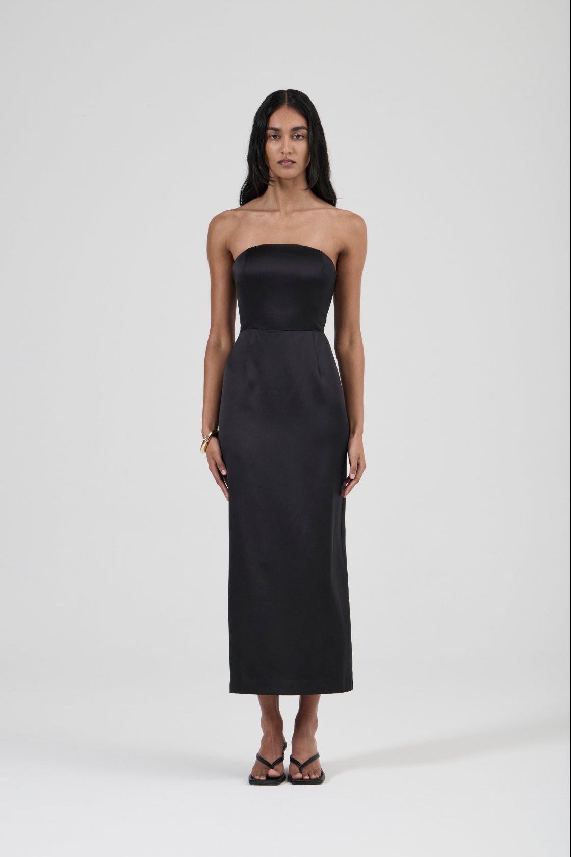 Strapless Silk Column Dress - Black