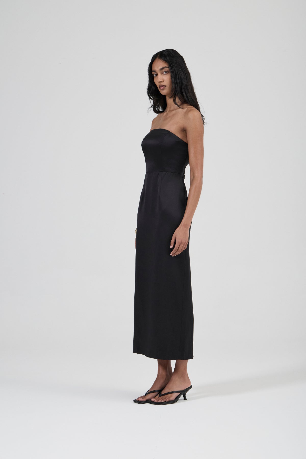 Strapless Silk Column Dress - Black