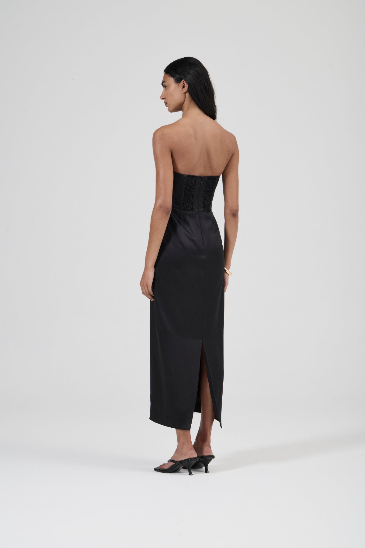 Strapless Silk Column Dress - Black