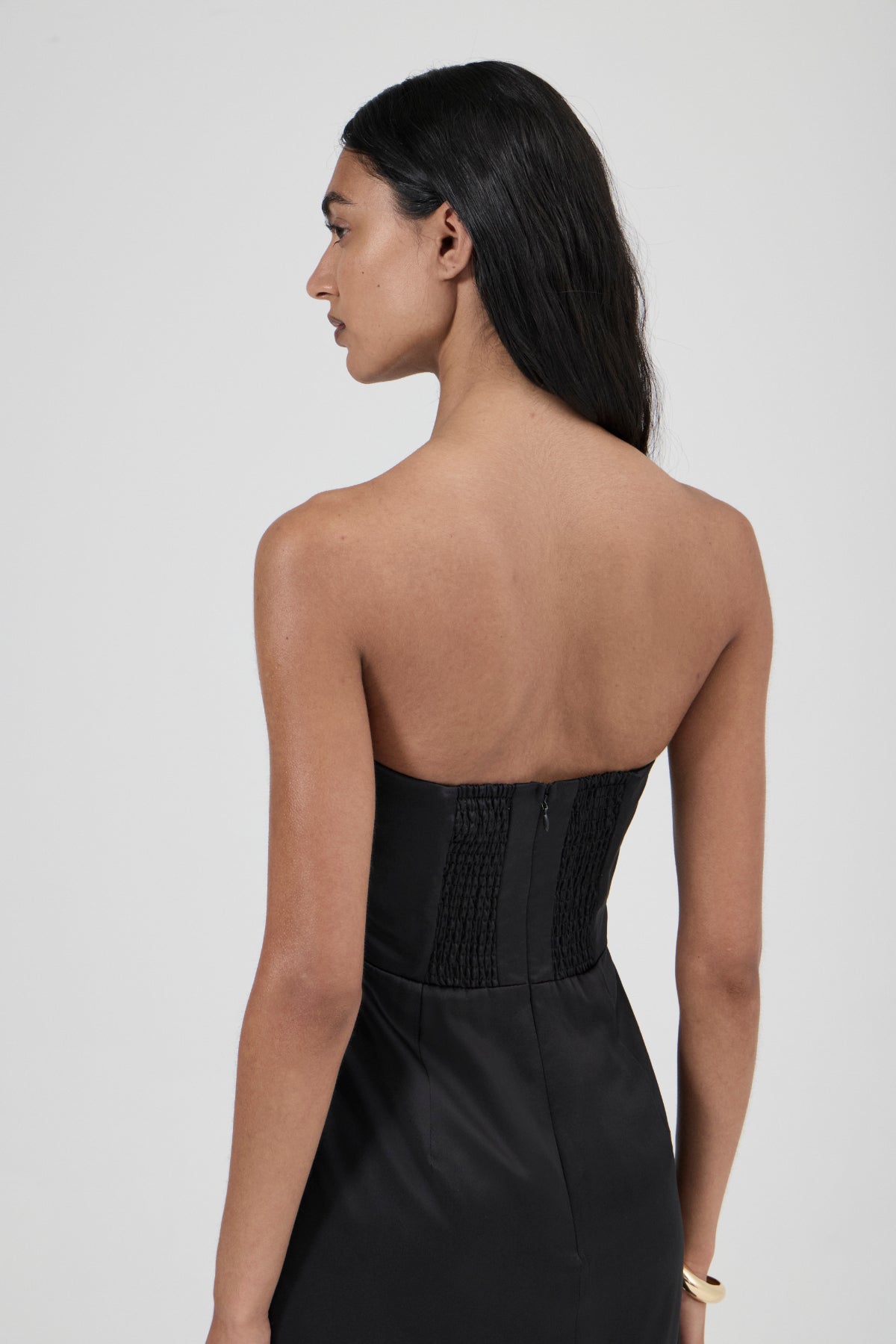 Strapless Silk Column Dress - Black