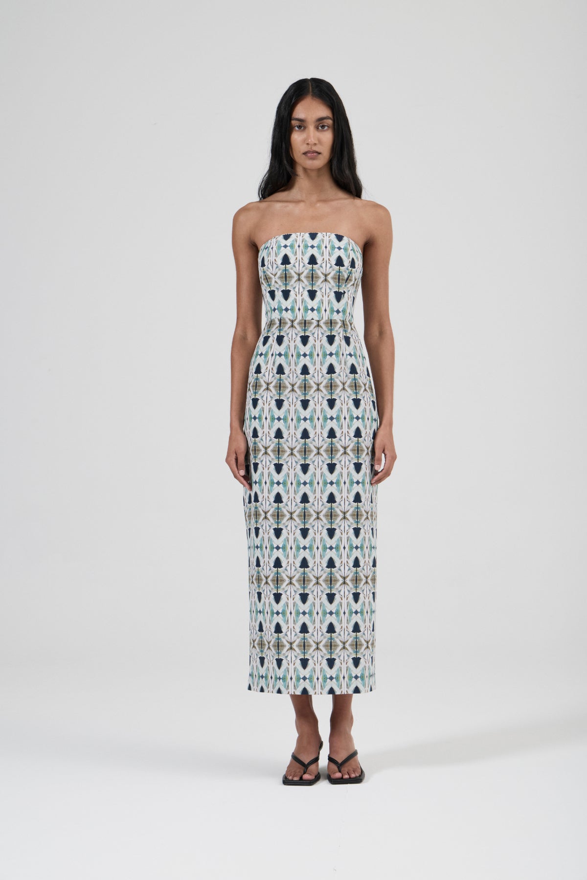 Strapless Silk Column Dress - AP Tile