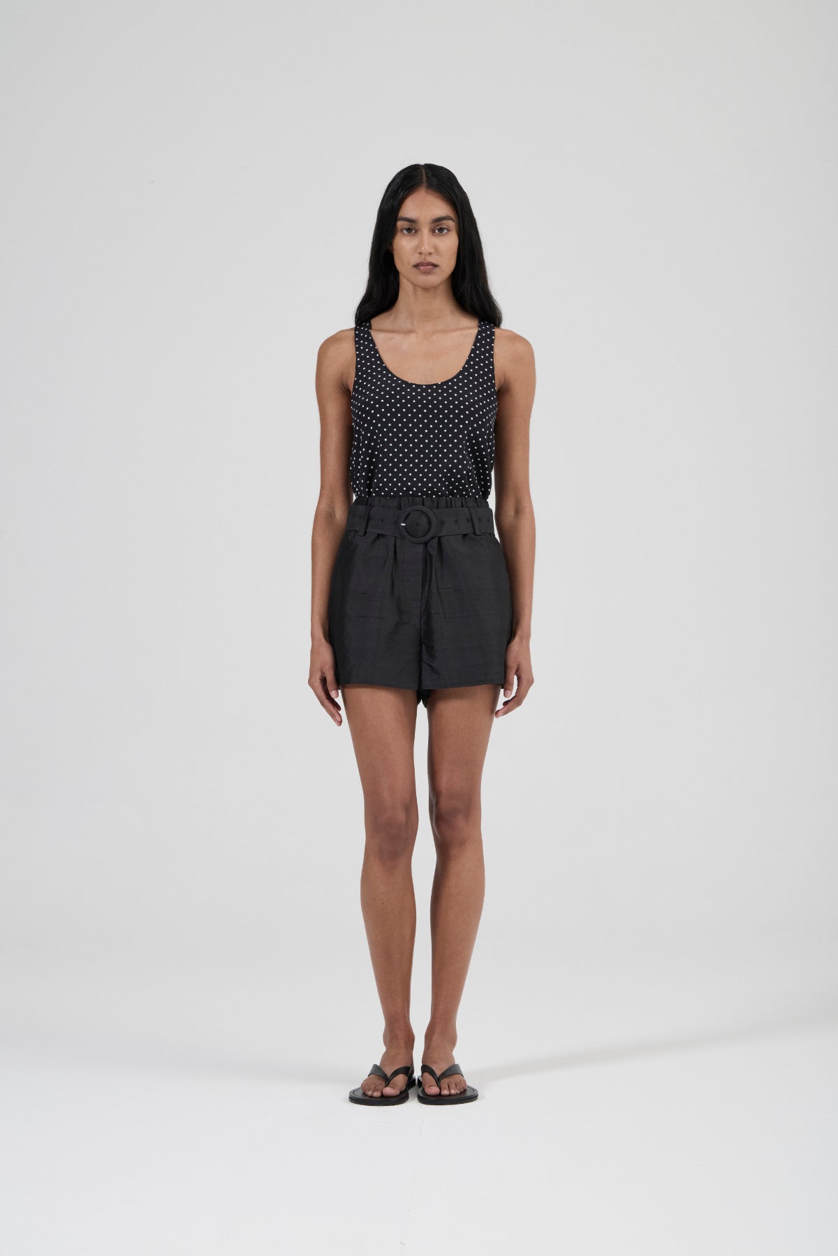 Perfect Silk Tank 2.0 - Polka Dot Black