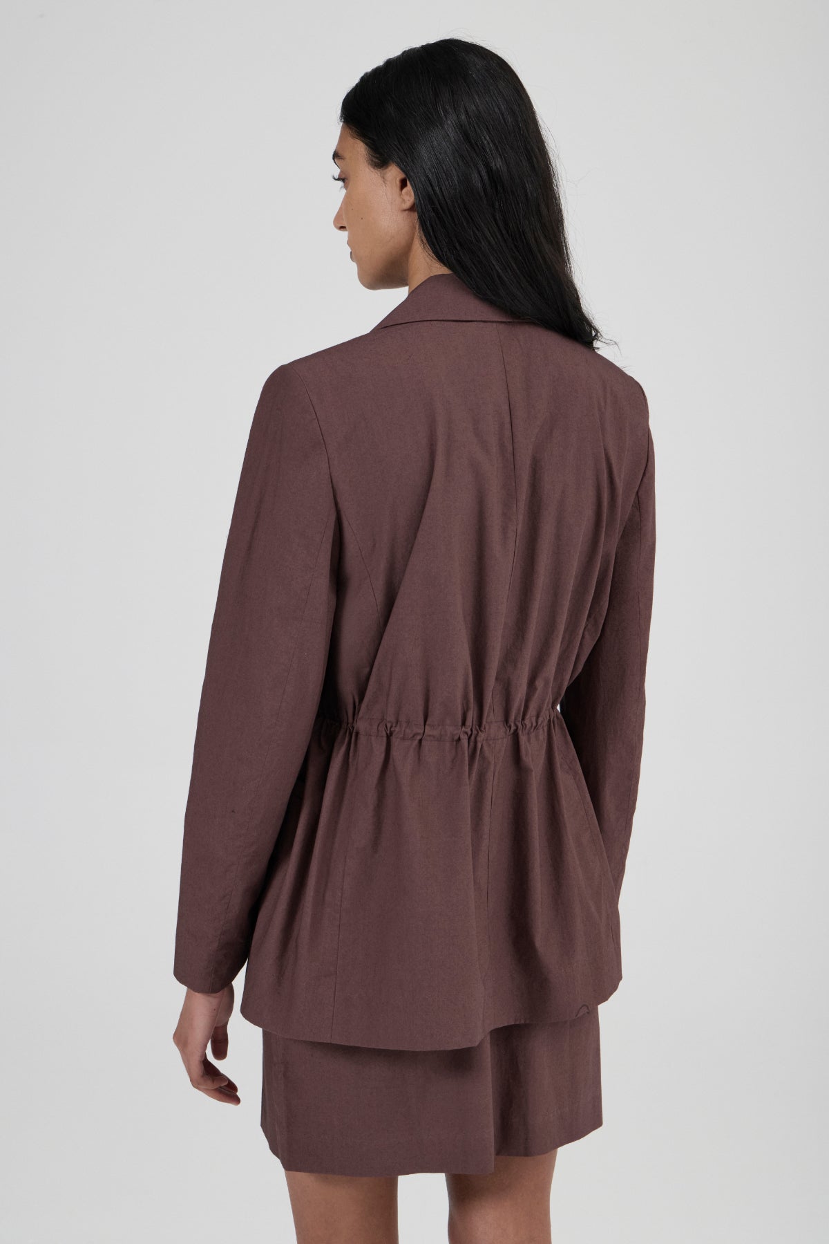 Cinched Cotton Blazer - Black Fig