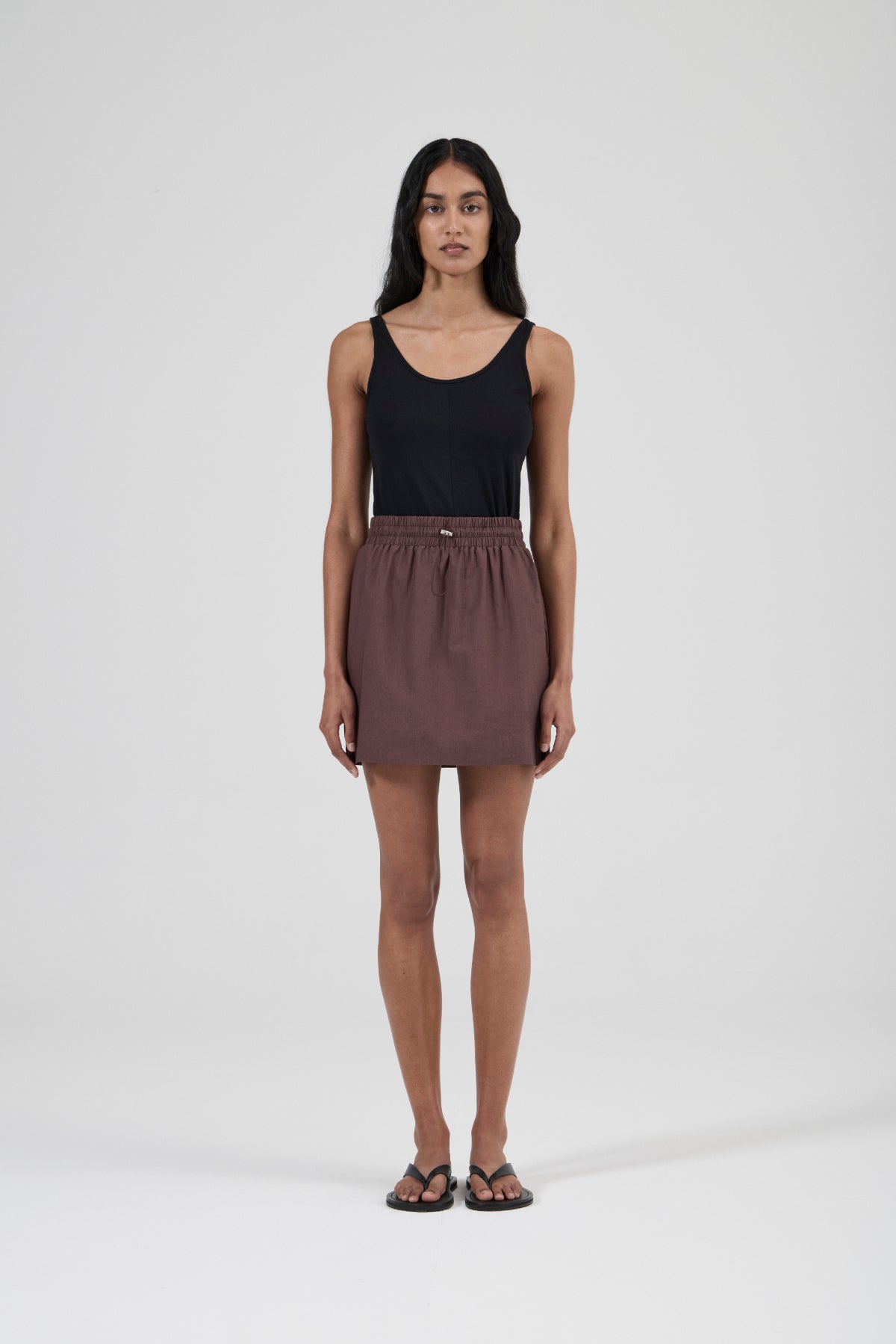 Piping Cotton Skirt - Black Fig