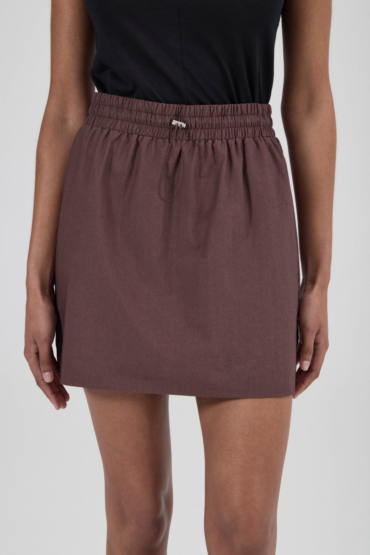 Piping Cotton Skirt - Black Fig