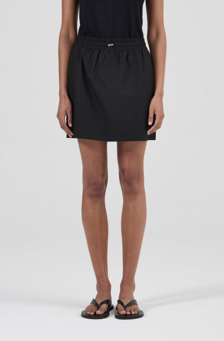 Piping Cotton Skirt - Black