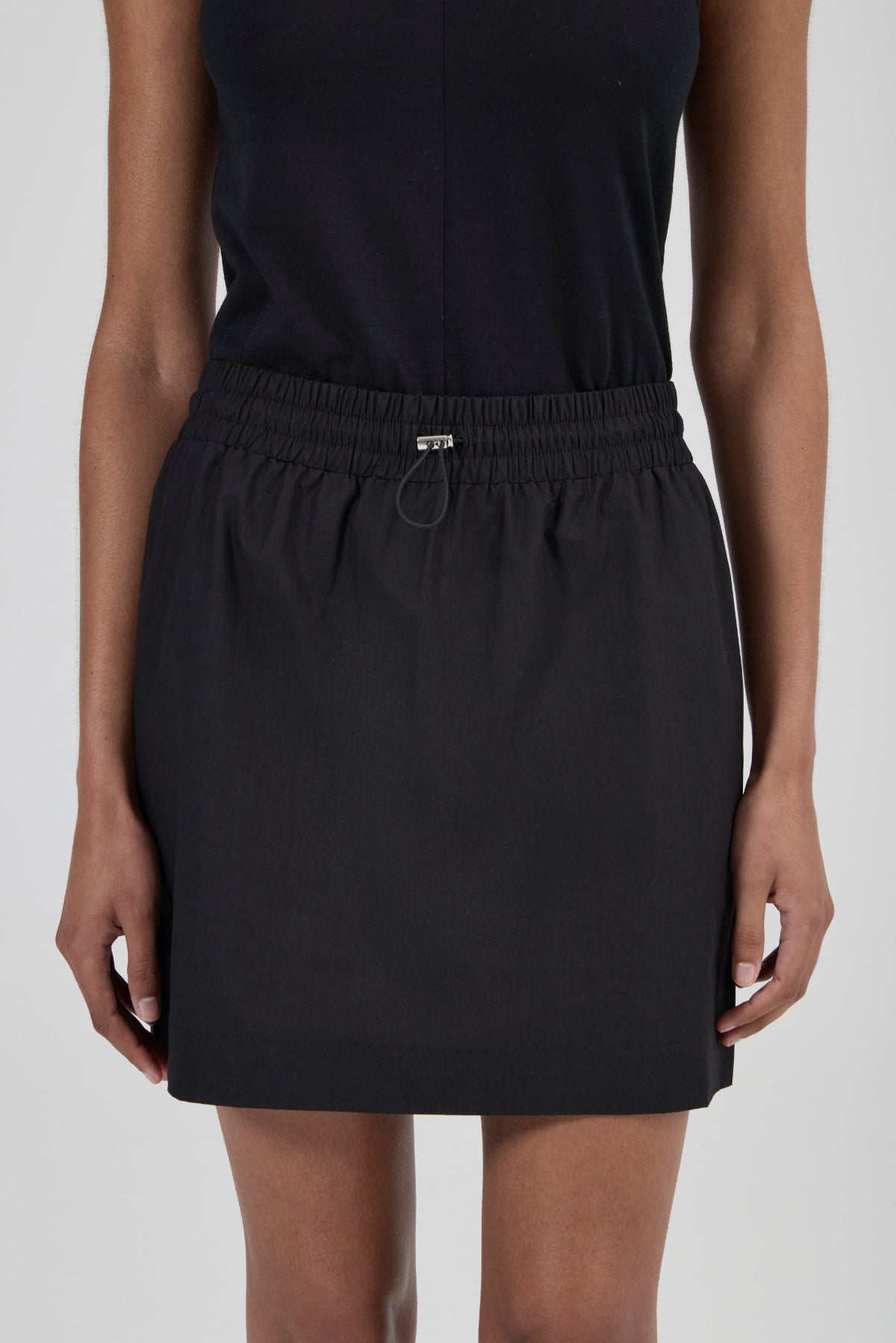 Piping Cotton Skirt - Black