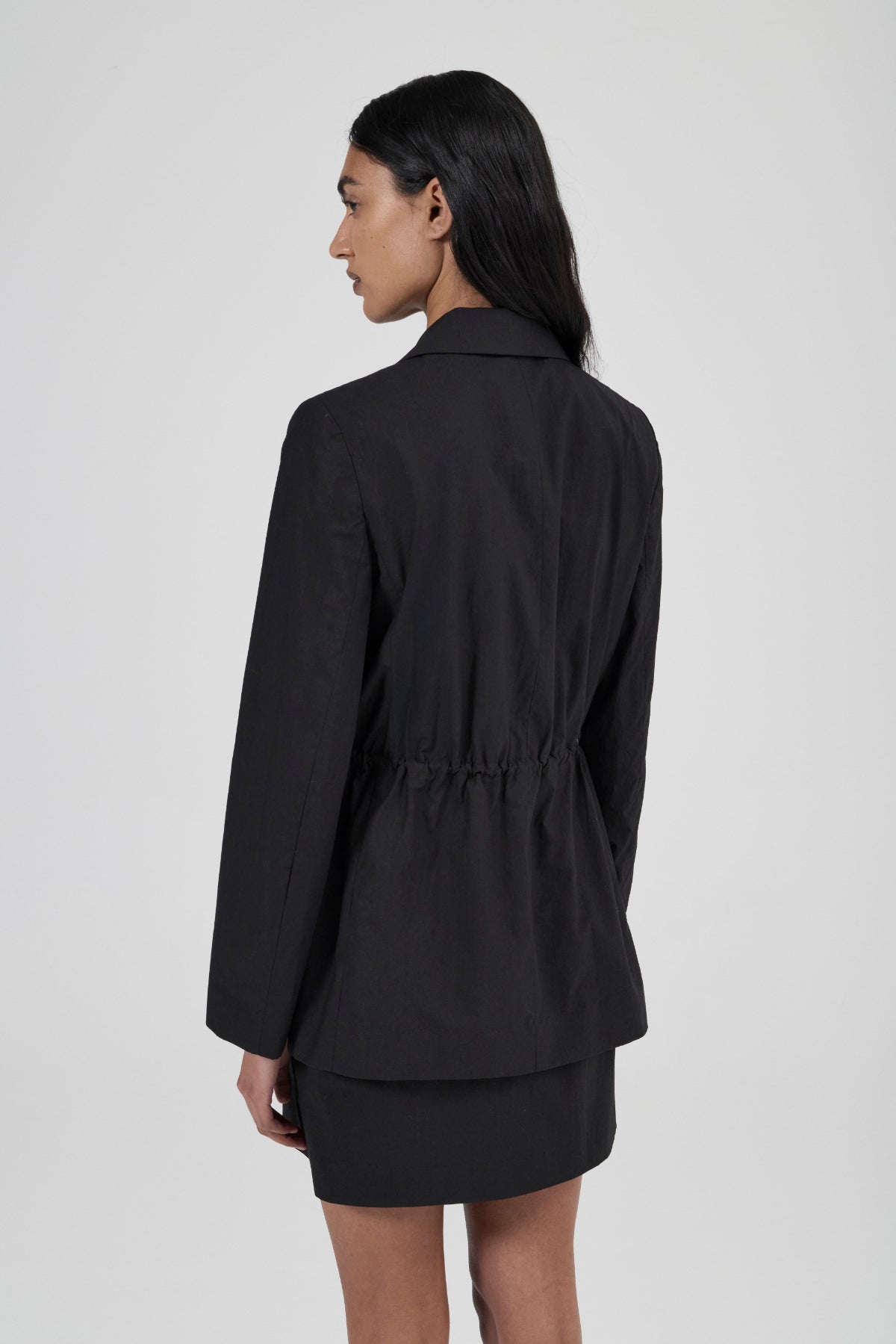 Cinched Cotton Blazer - Black
