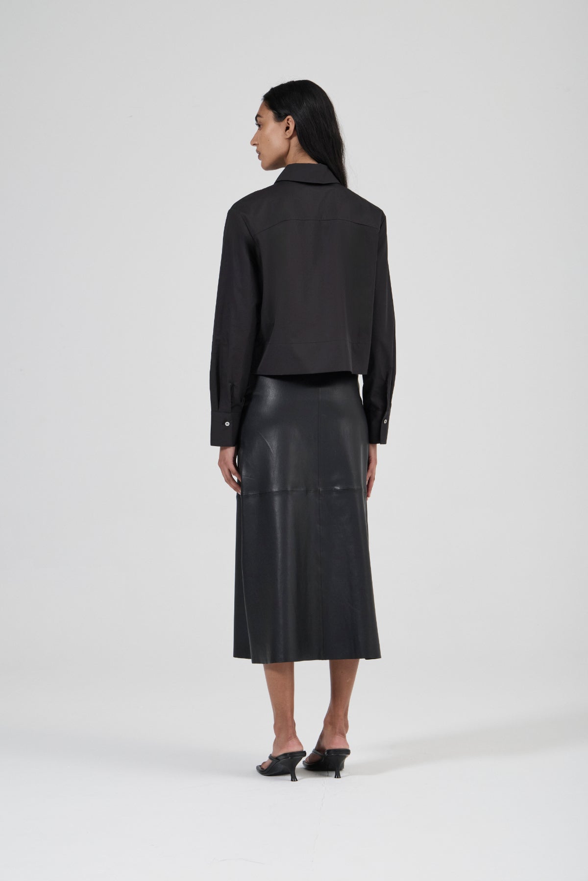 Cropped Shirt - Black Premium Cotton