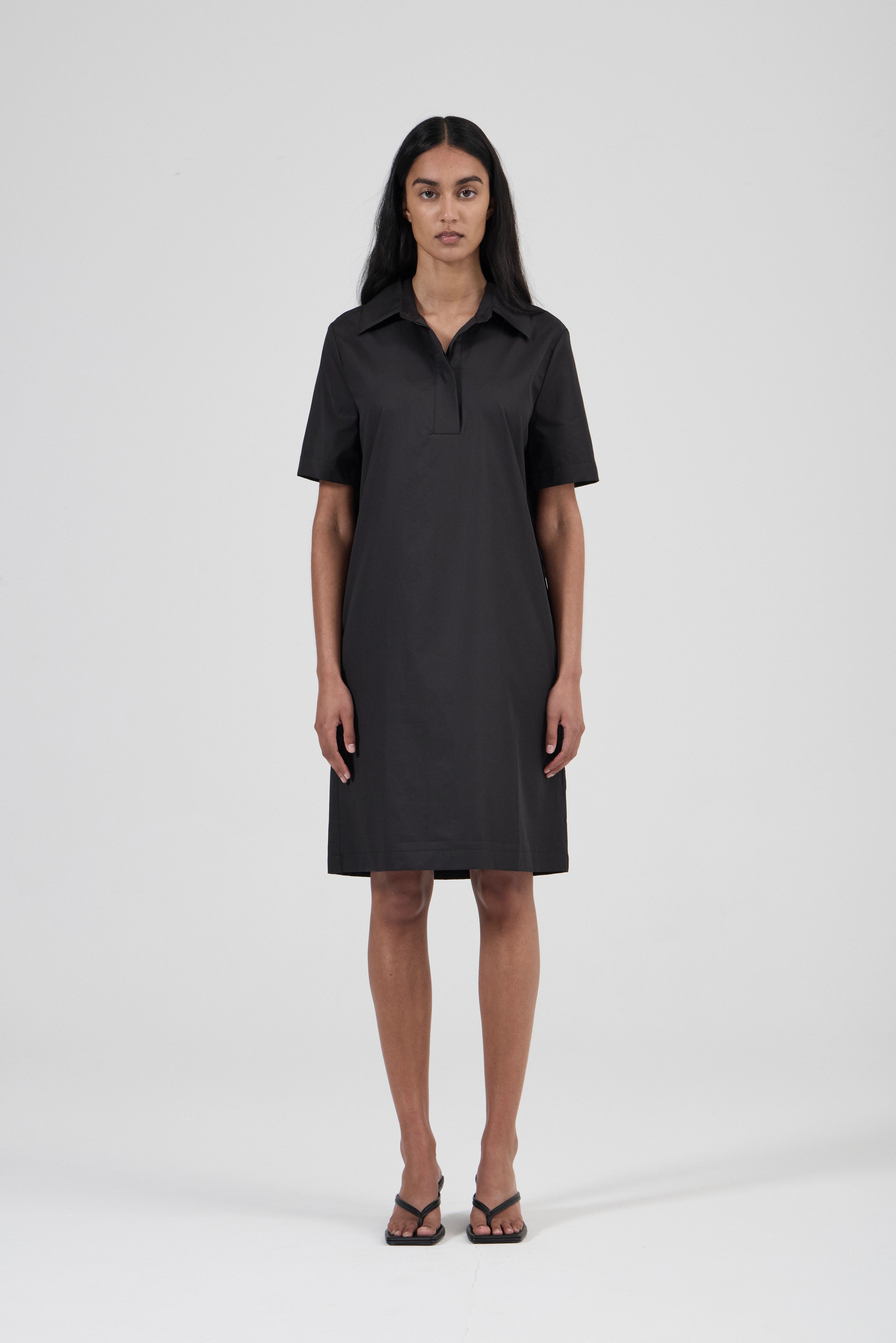 Polo Dress - Black Premium Cotton
