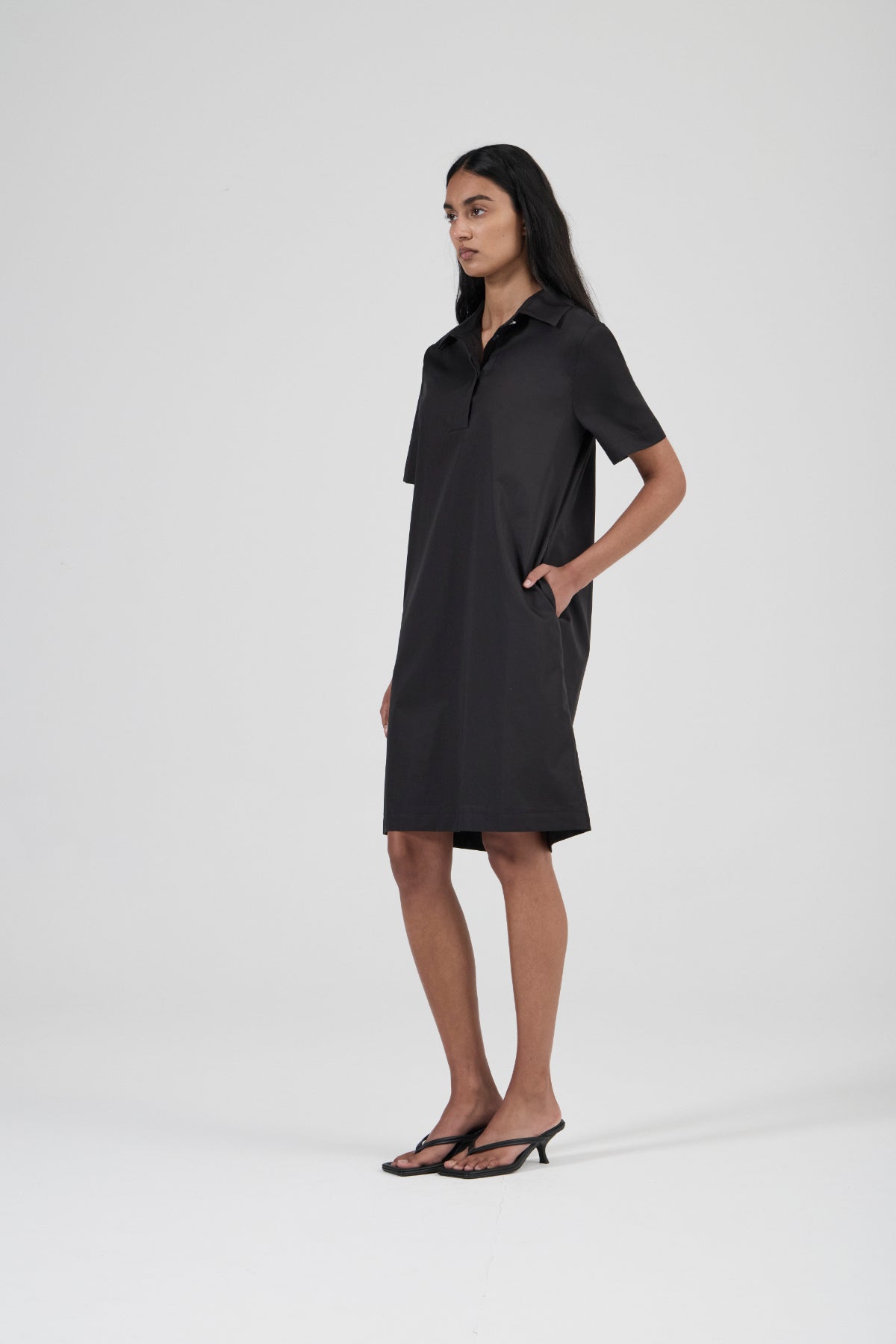 Polo Dress - Black Premium Cotton