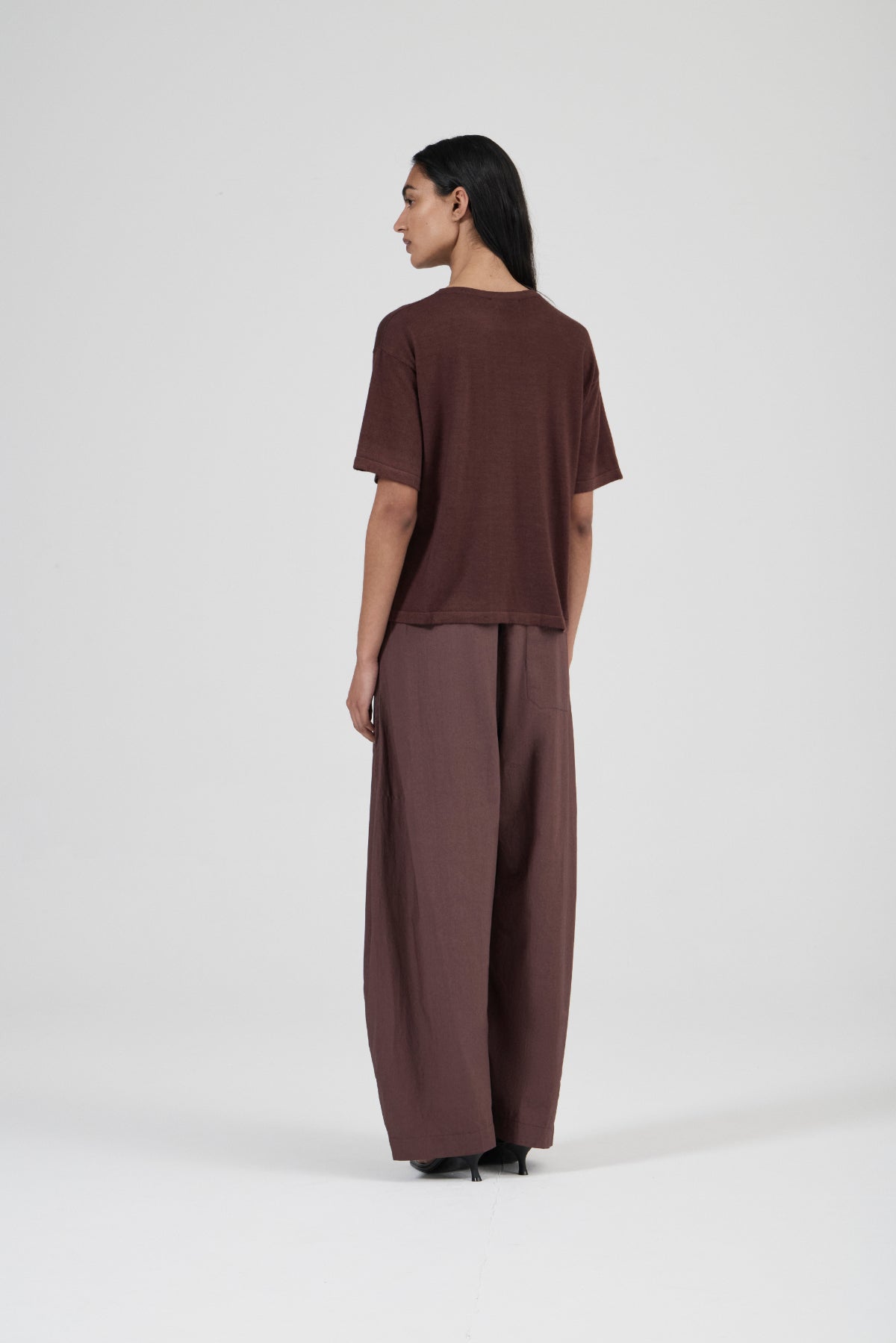 Longline Cashmere T - Black Fig
