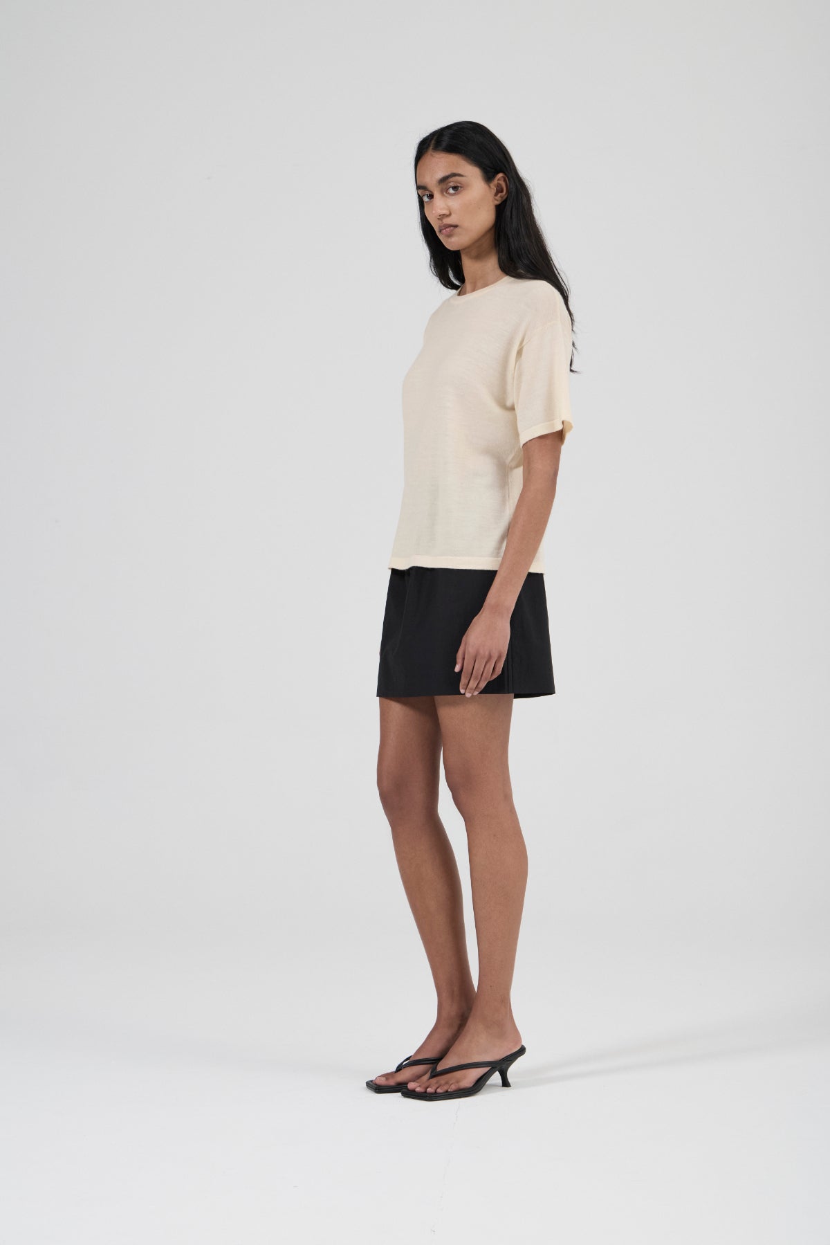 Longline Cashmere T - Creme Brulee