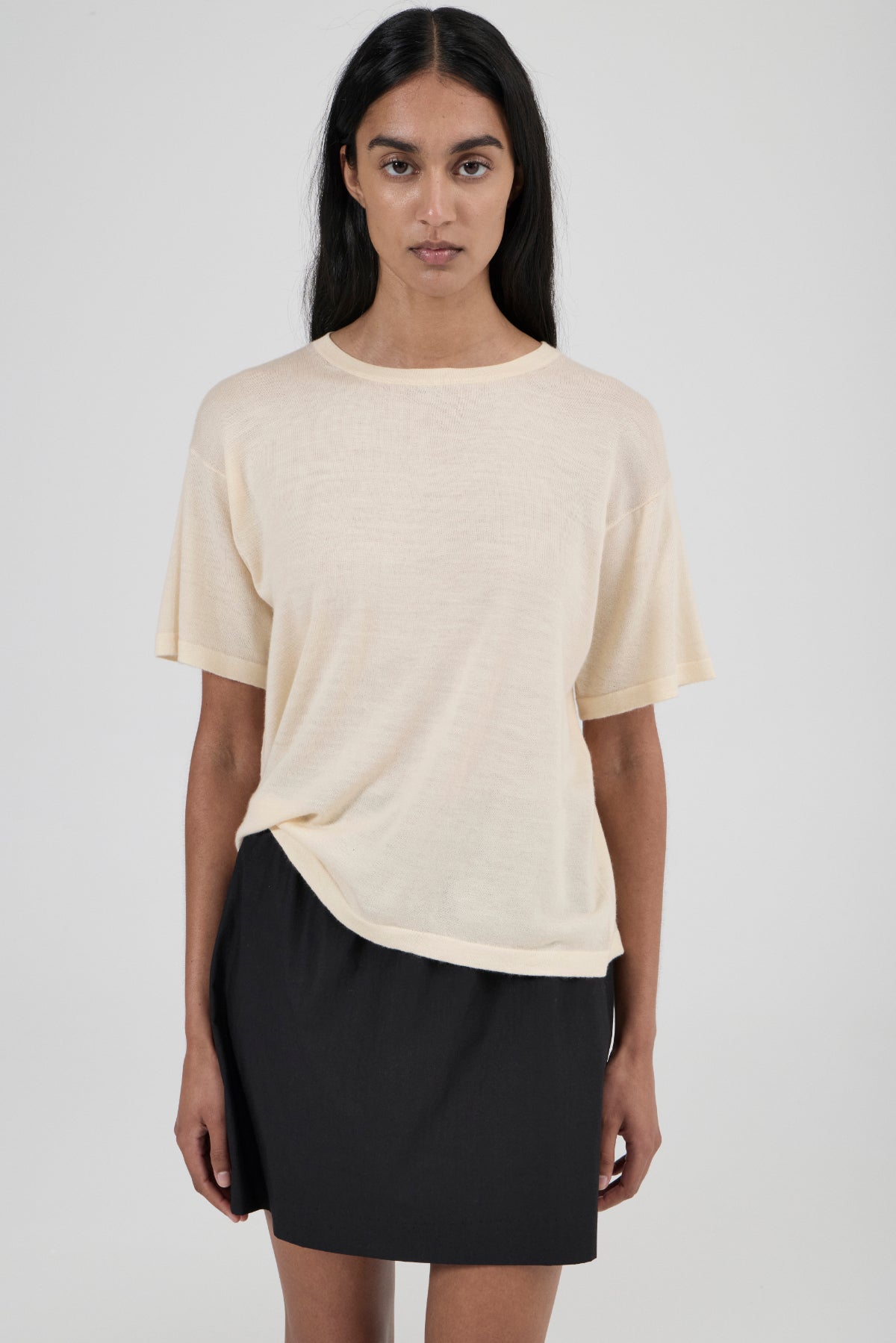 Longline Cashmere T - Creme Brulee