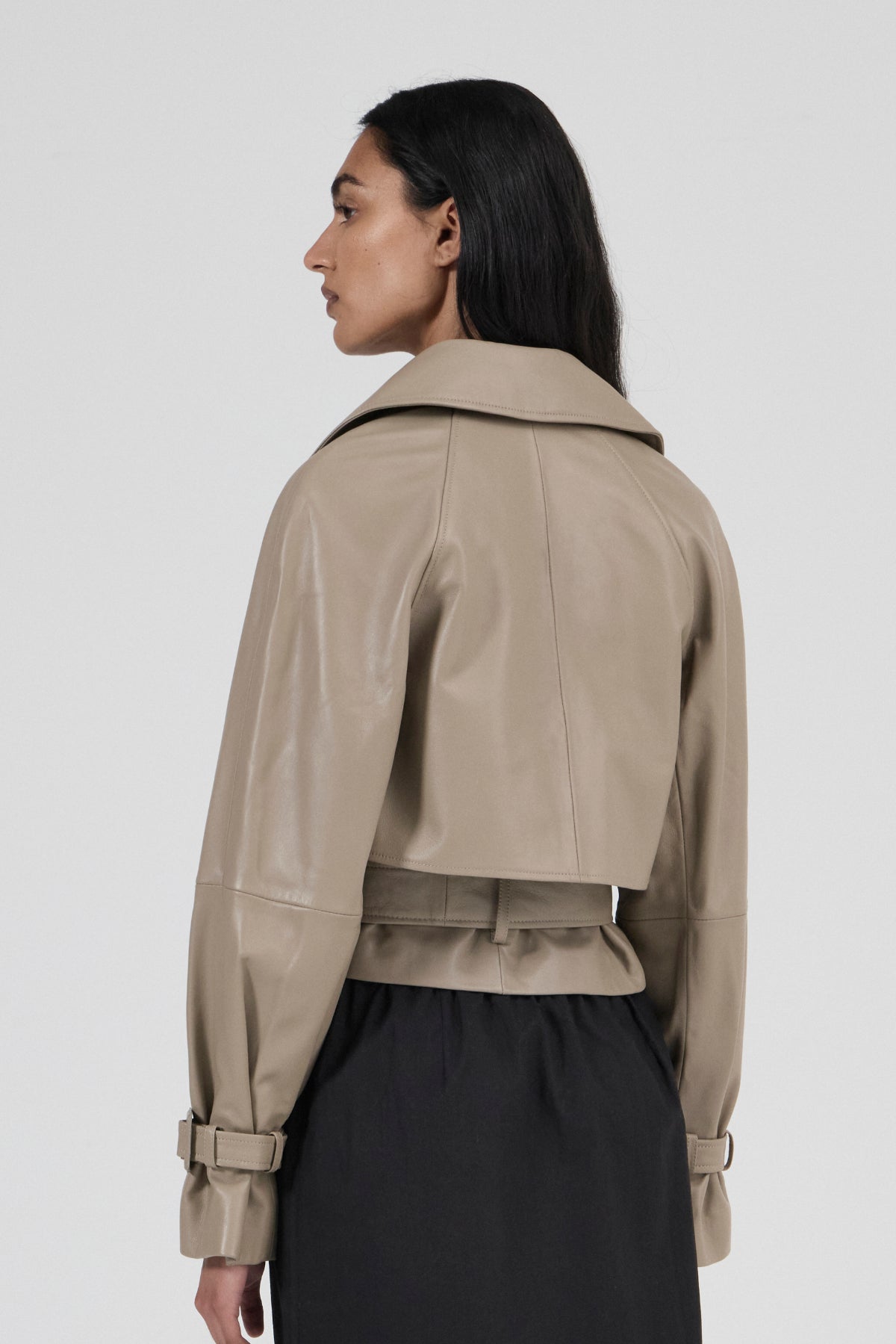 Cropped Trench Coat - Putty Leather