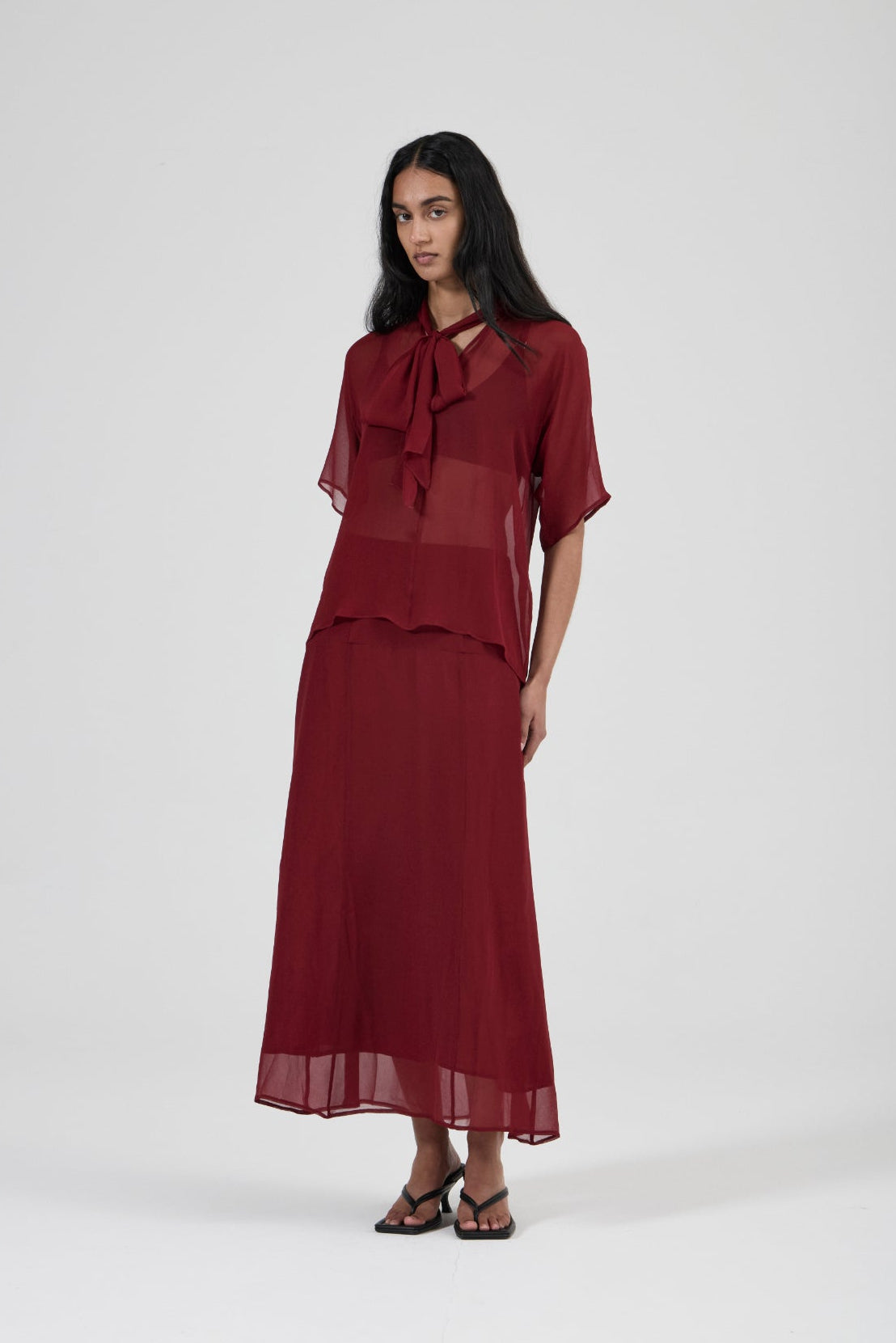 Silk Scarf T - Syrah Georgette