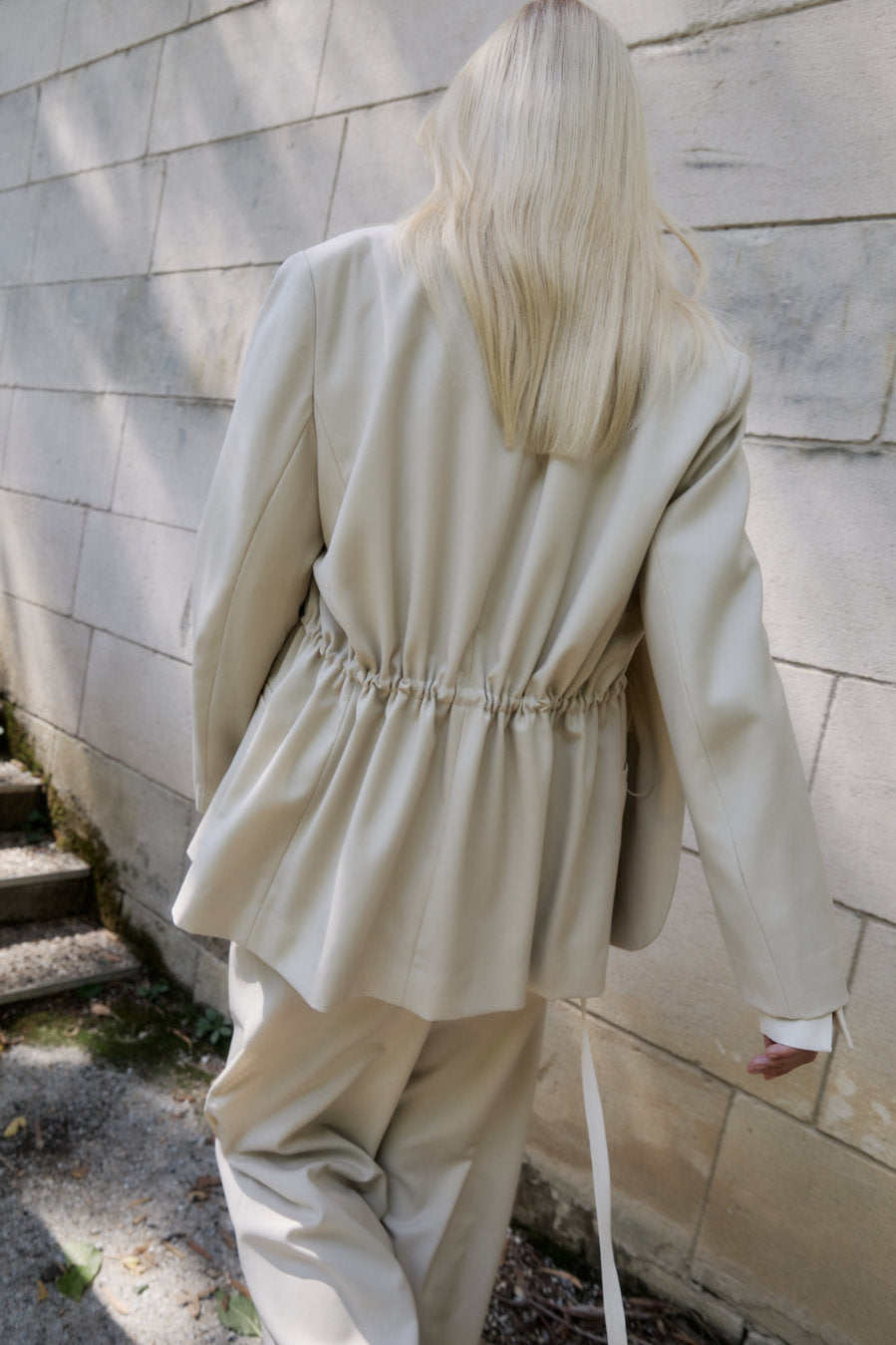 Cinched Blazer - Soft Ecru Wool