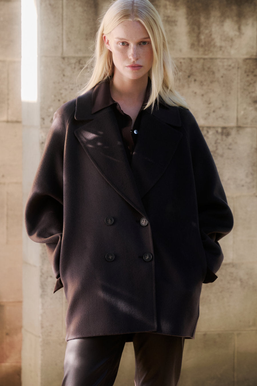 Cashmere Peacoat - Dark Chocolate