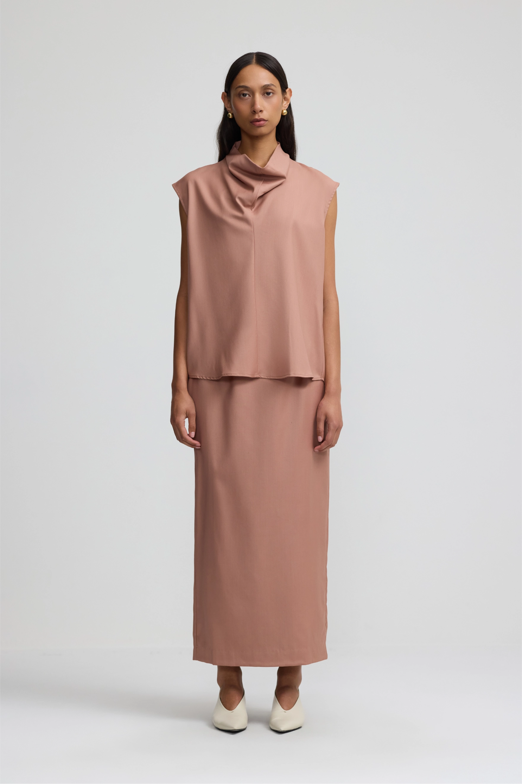 Cowl Top - Faded Rose Wool