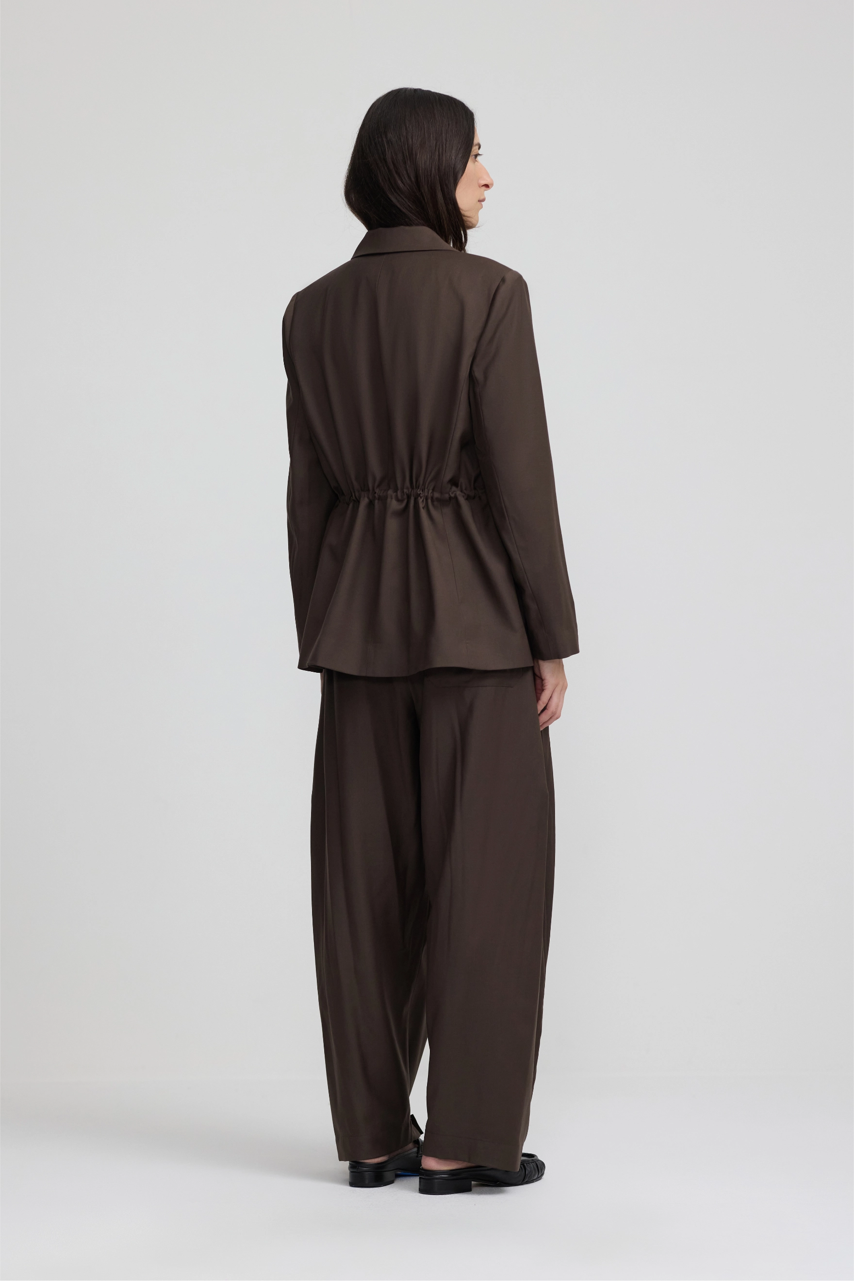 Cinched Blazer - Chocolate Wool