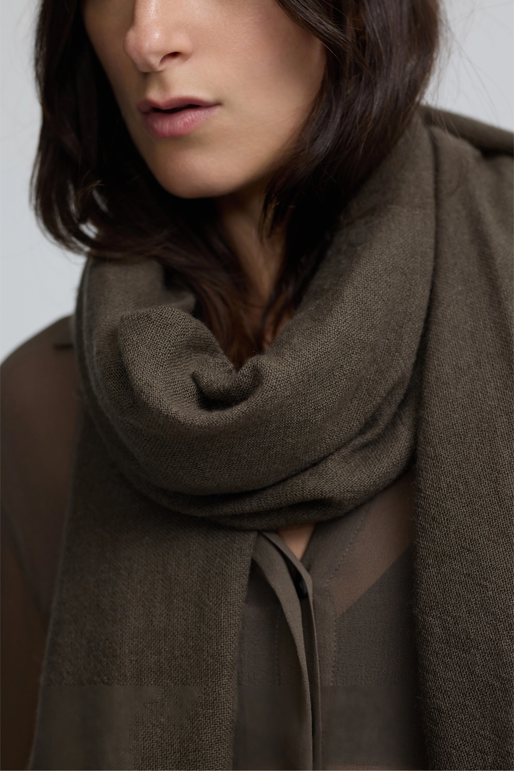 Cashmere Whisper Thin Scarf - Dark Moss