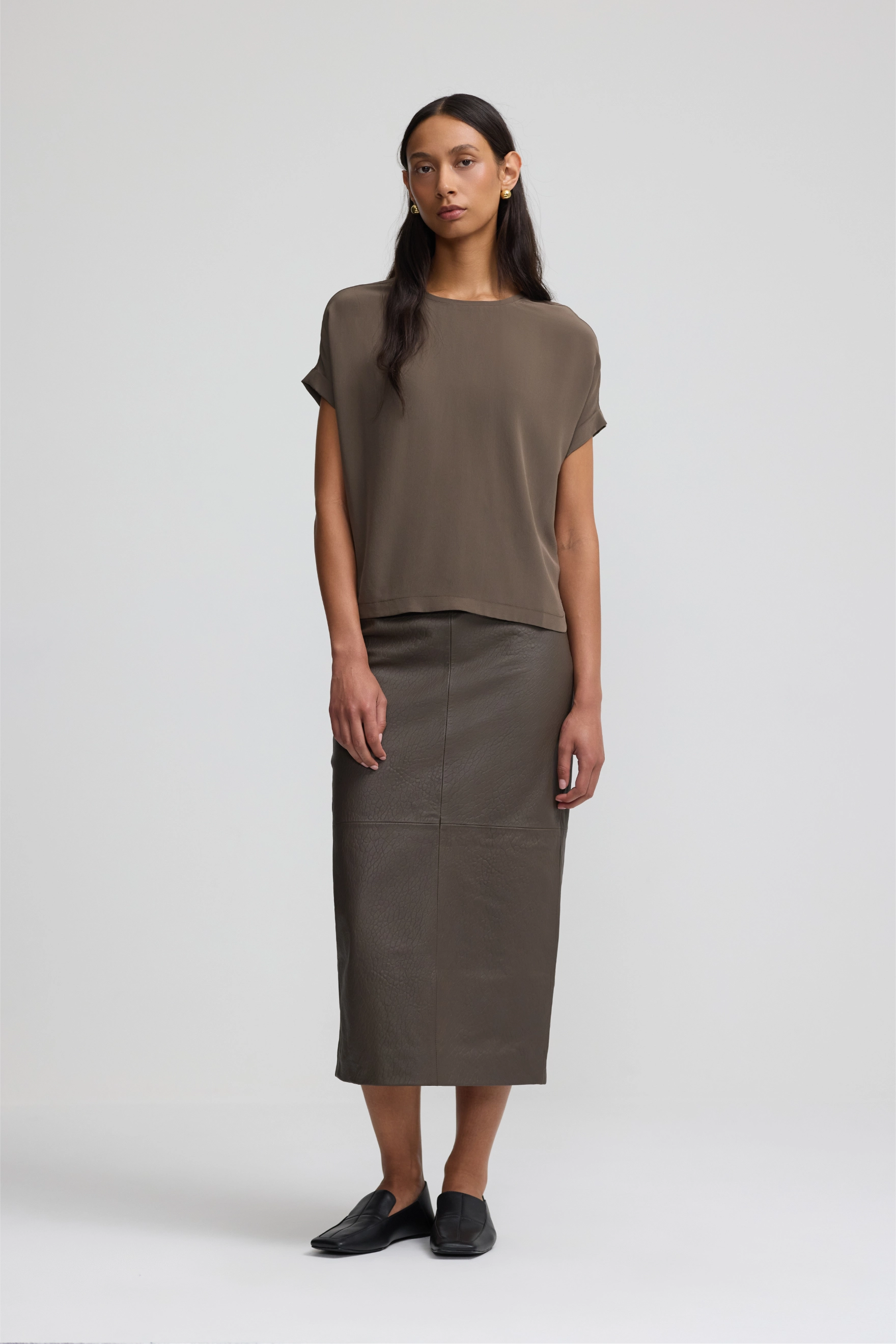 Relaxed Silk T-Shirt - Dark Moss