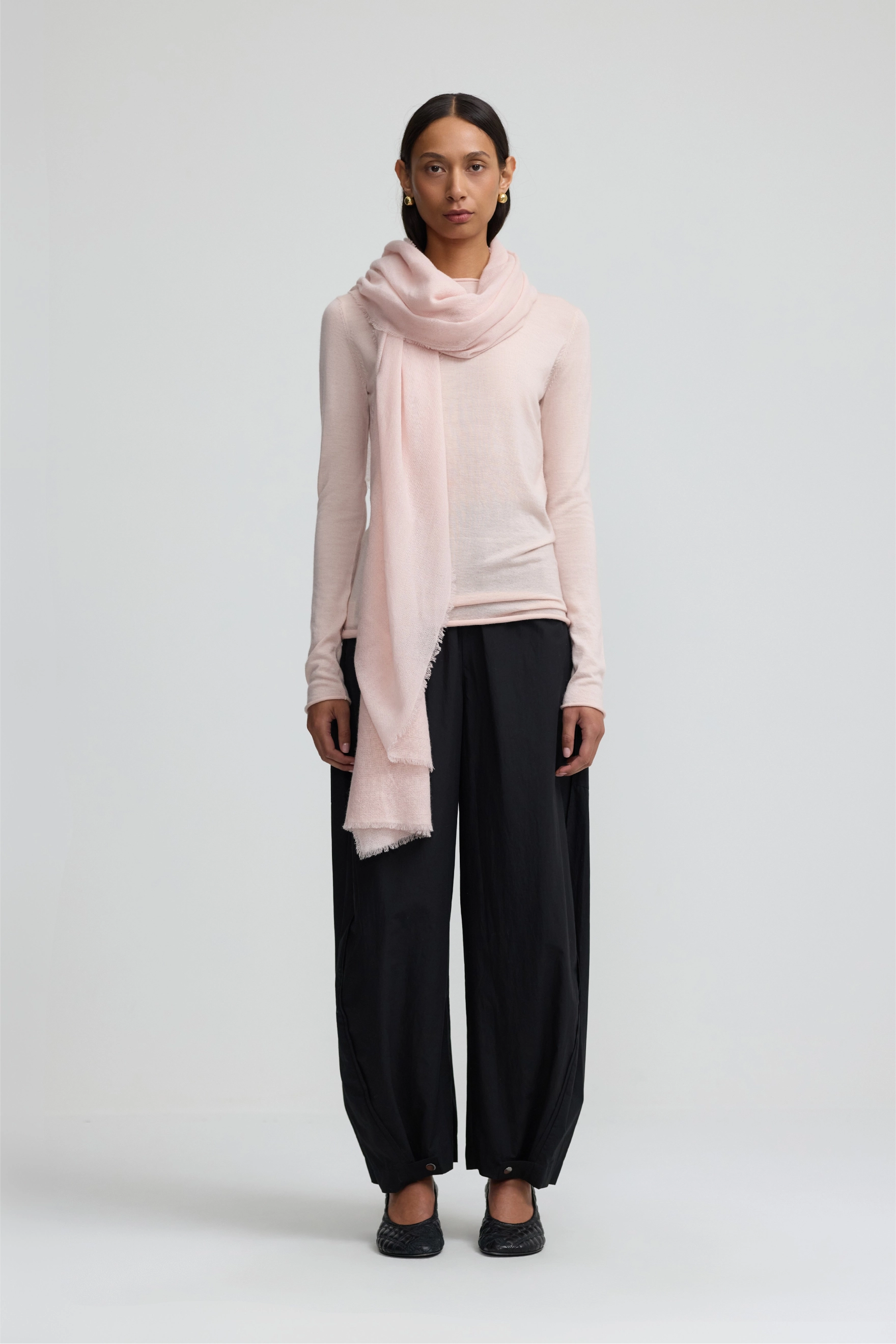 Cashmere Whisper Thin Scarf - Silver Peony