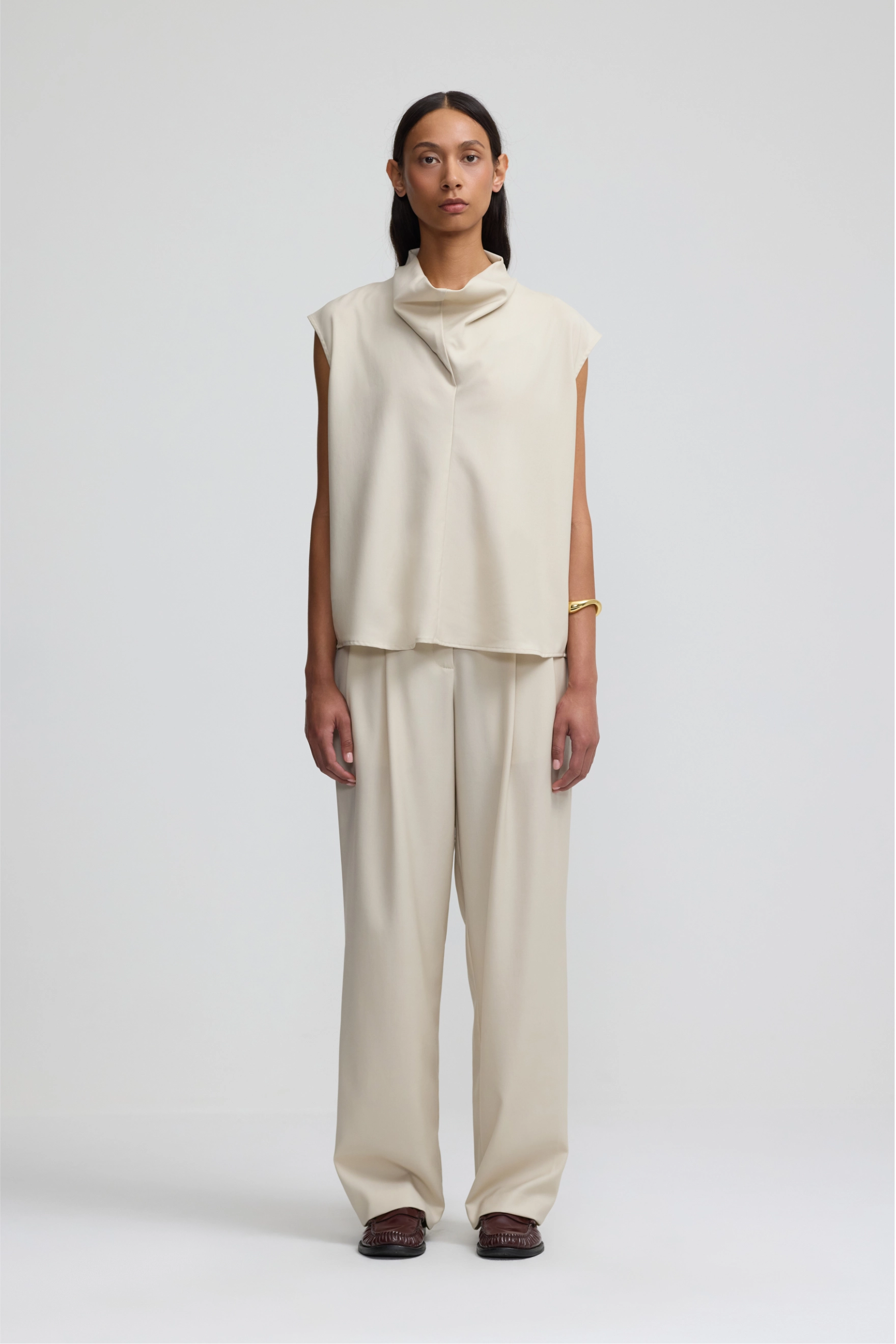 Cowl Top - Soft Ecru Wool