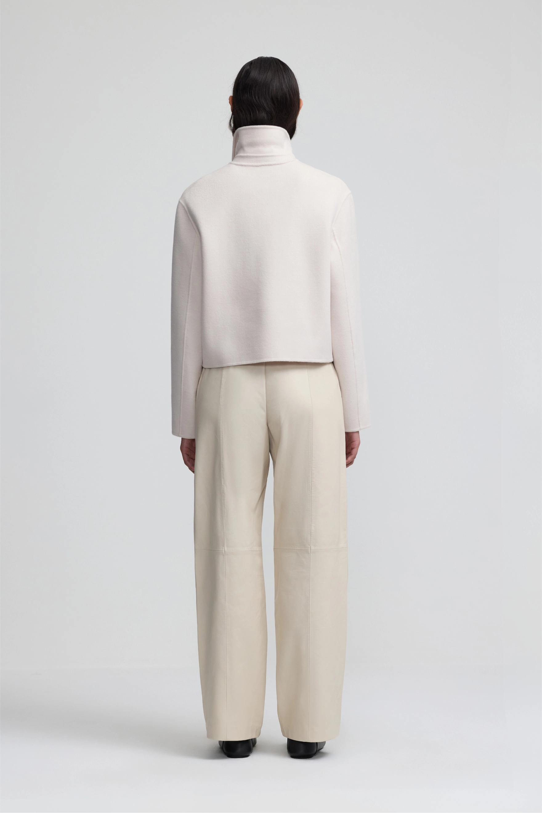 Cashmere Cropped Coat - Salt