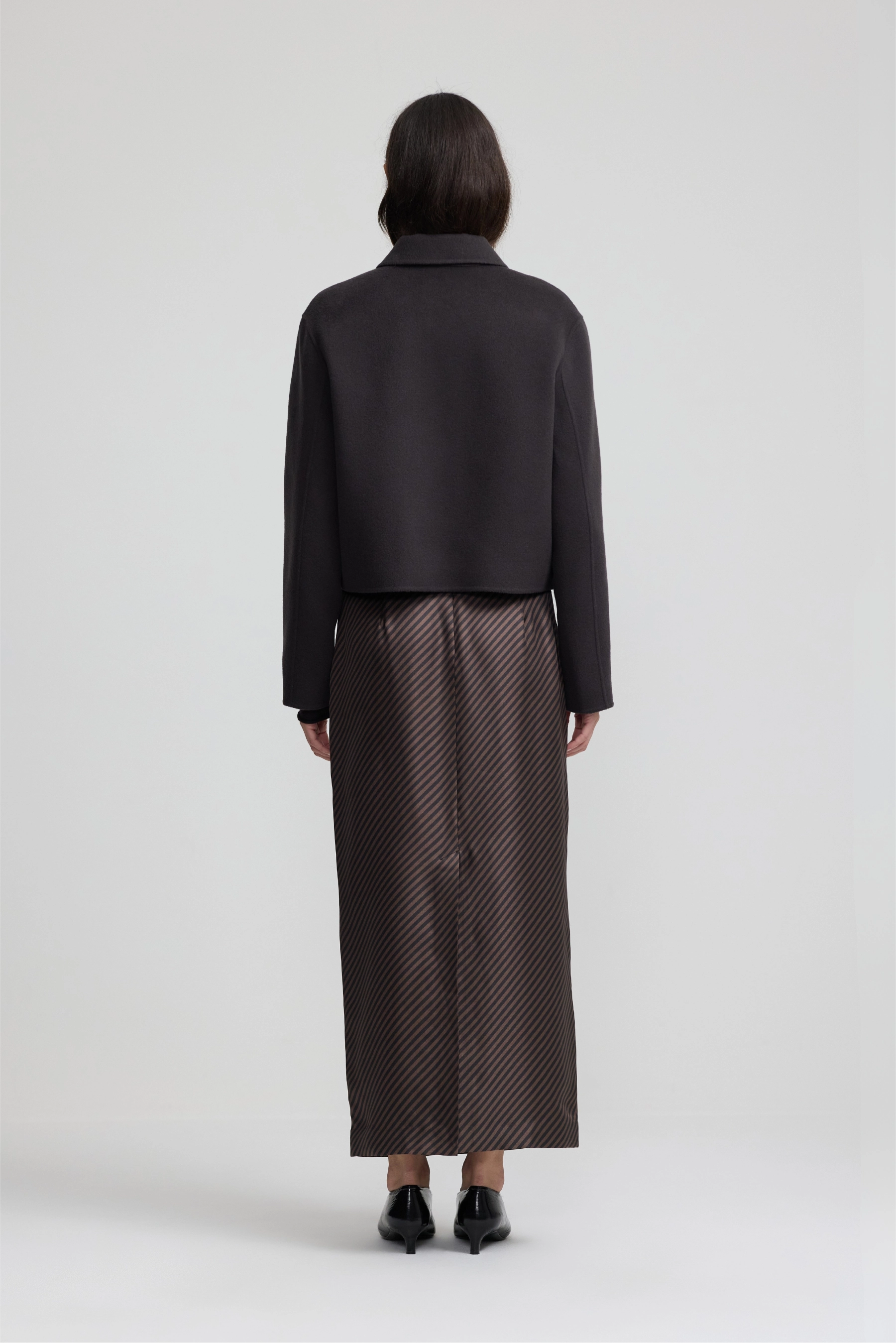 Cashmere Cropped Coat - Dark Chocolate