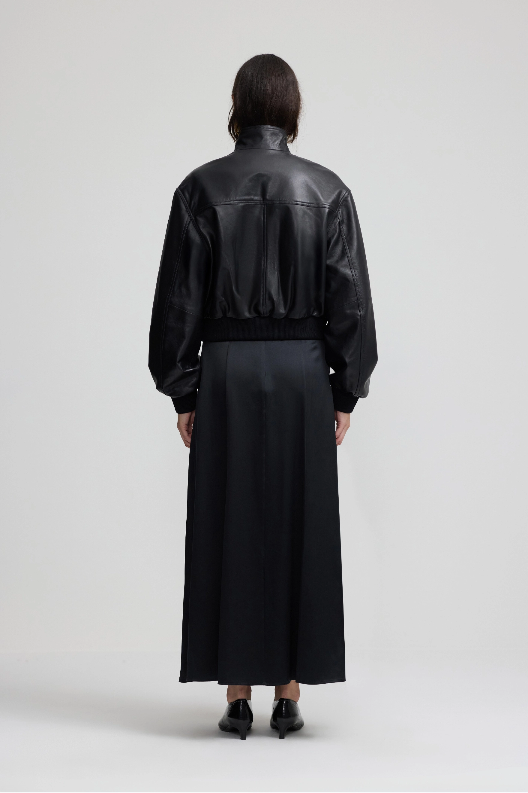 Leather Baby Bomber - Black