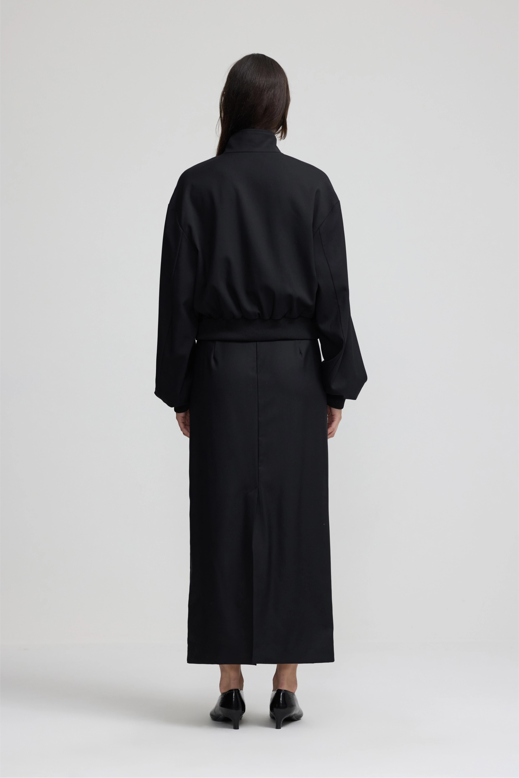 Column Skirt - Black Wool