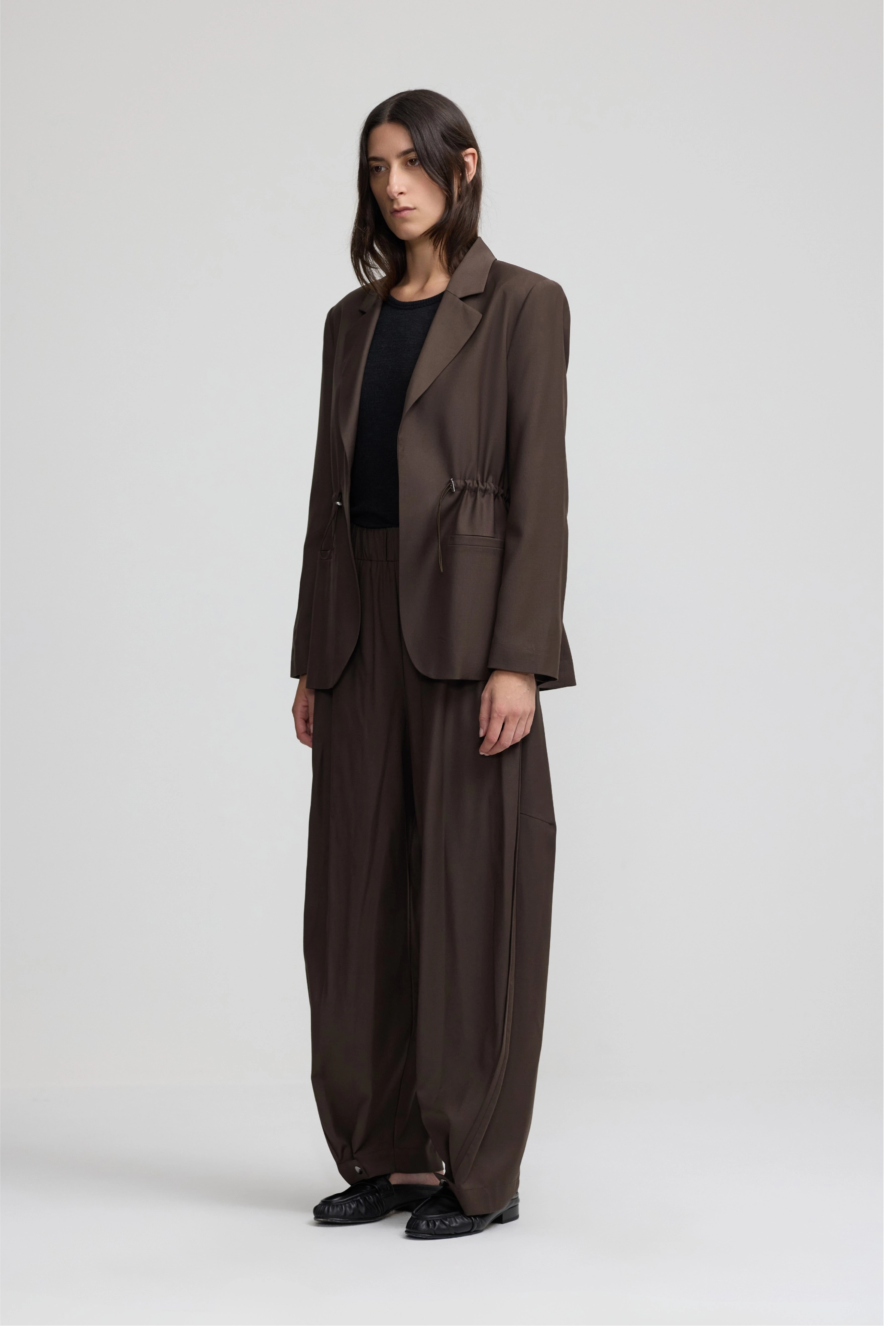 Cinched Blazer - Chocolate Wool