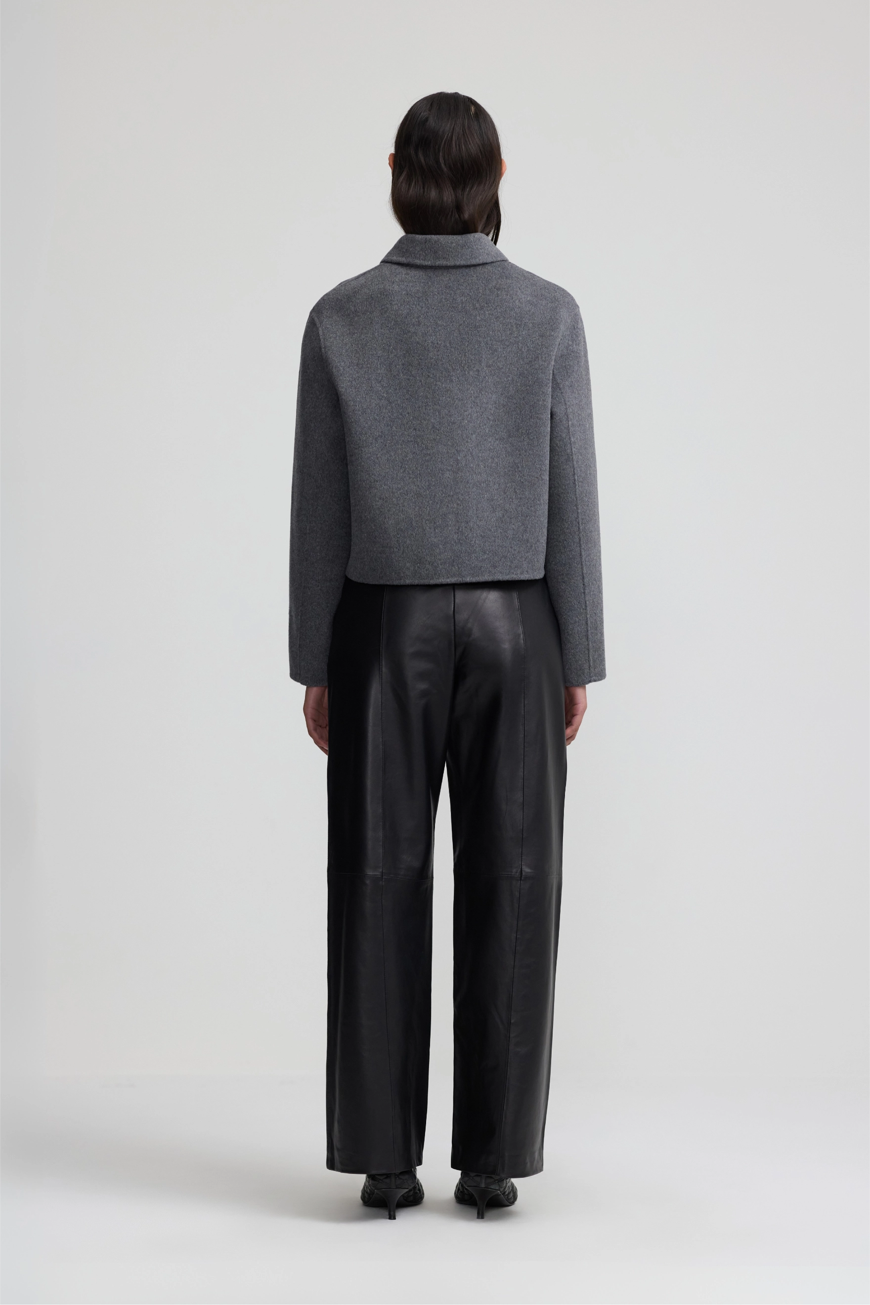 Cashmere Cropped Coat - Charcoal Grey