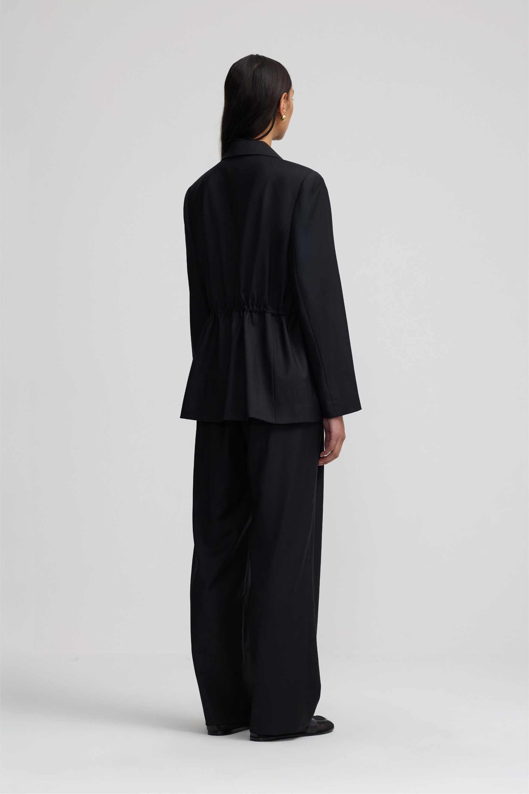 Cinched Blazer - Black Wool