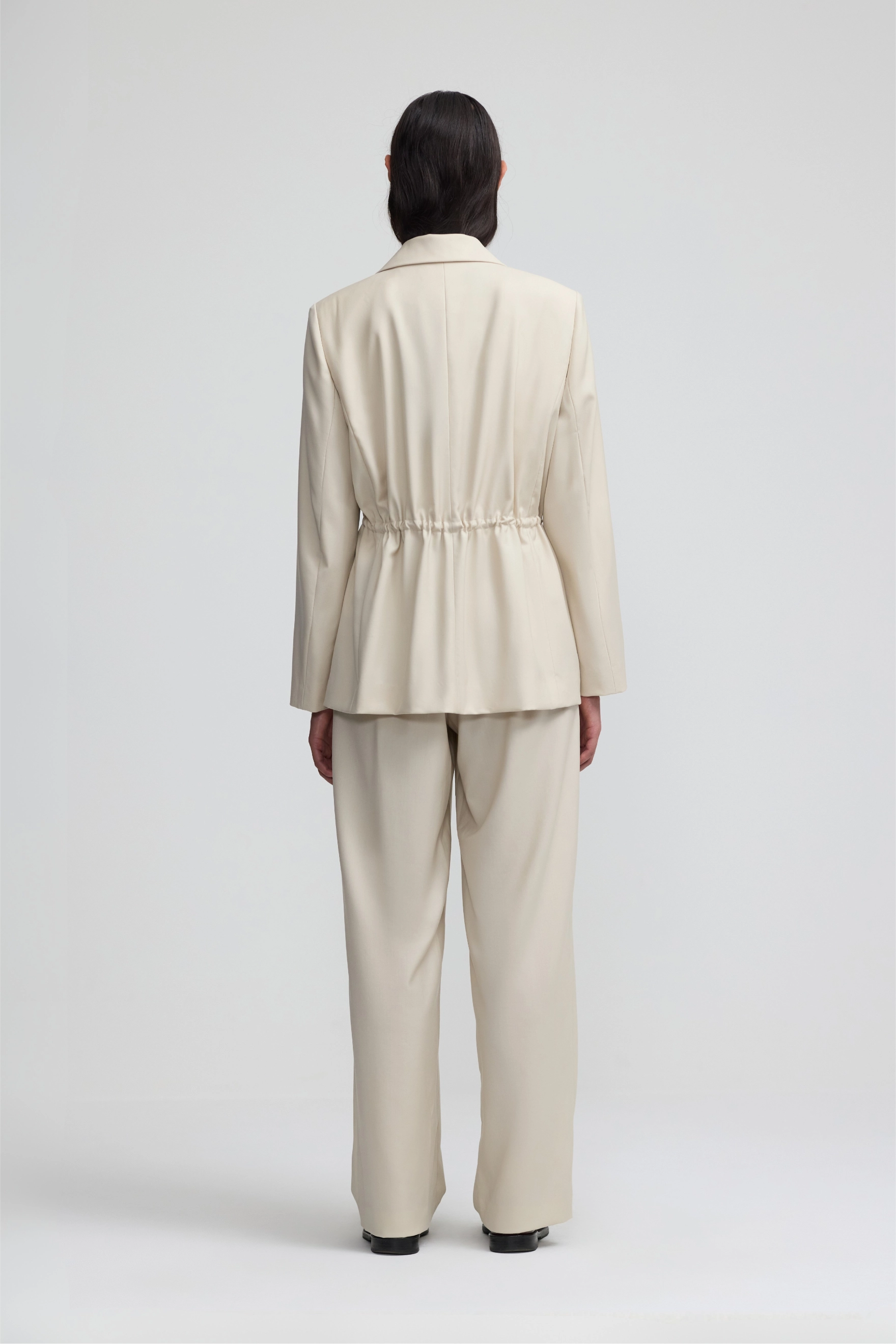 Cinched Blazer - Soft Ecru Wool