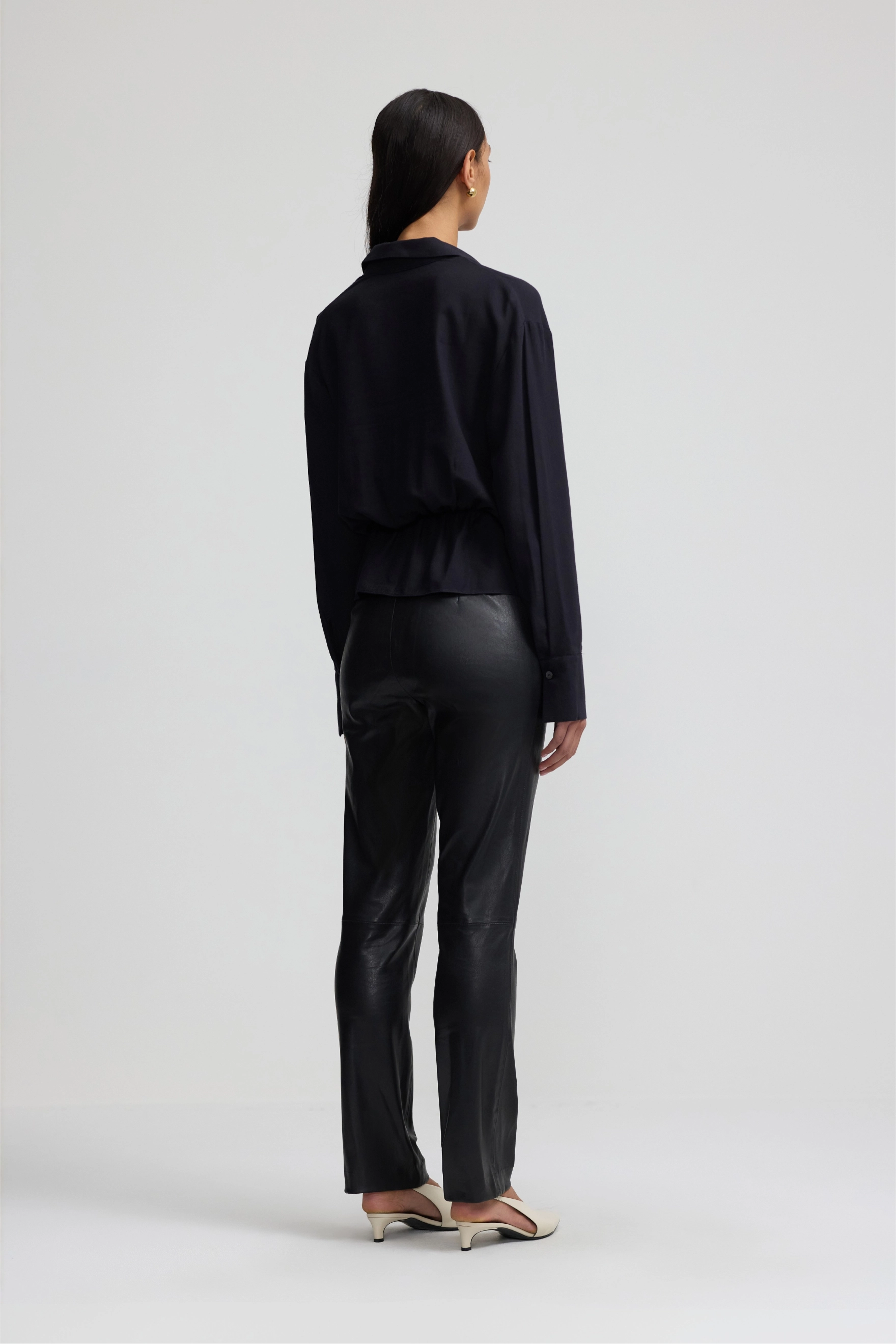 Wrap Shirt - Black Cotton Cashmere