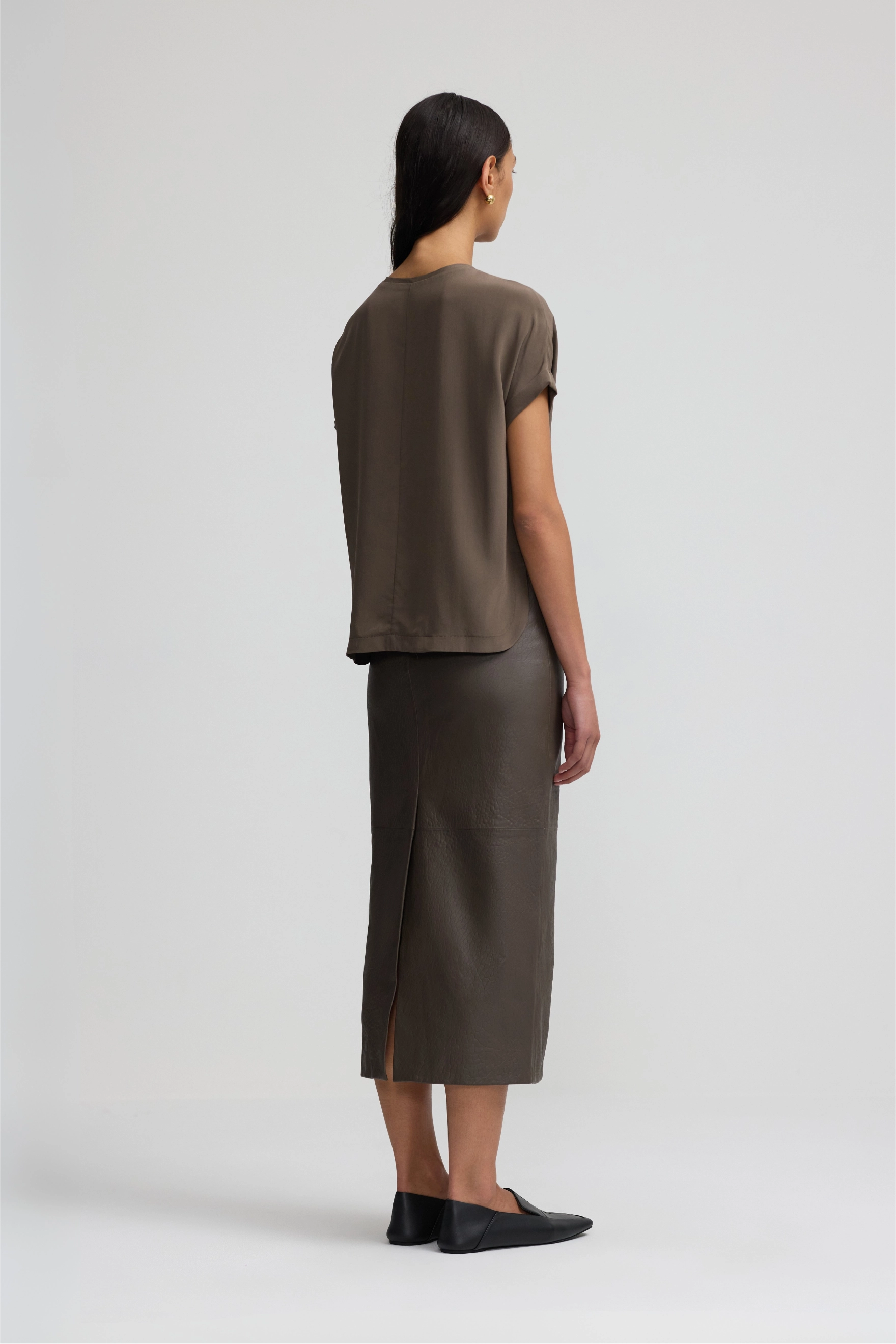 Relaxed Silk T-Shirt - Dark Moss