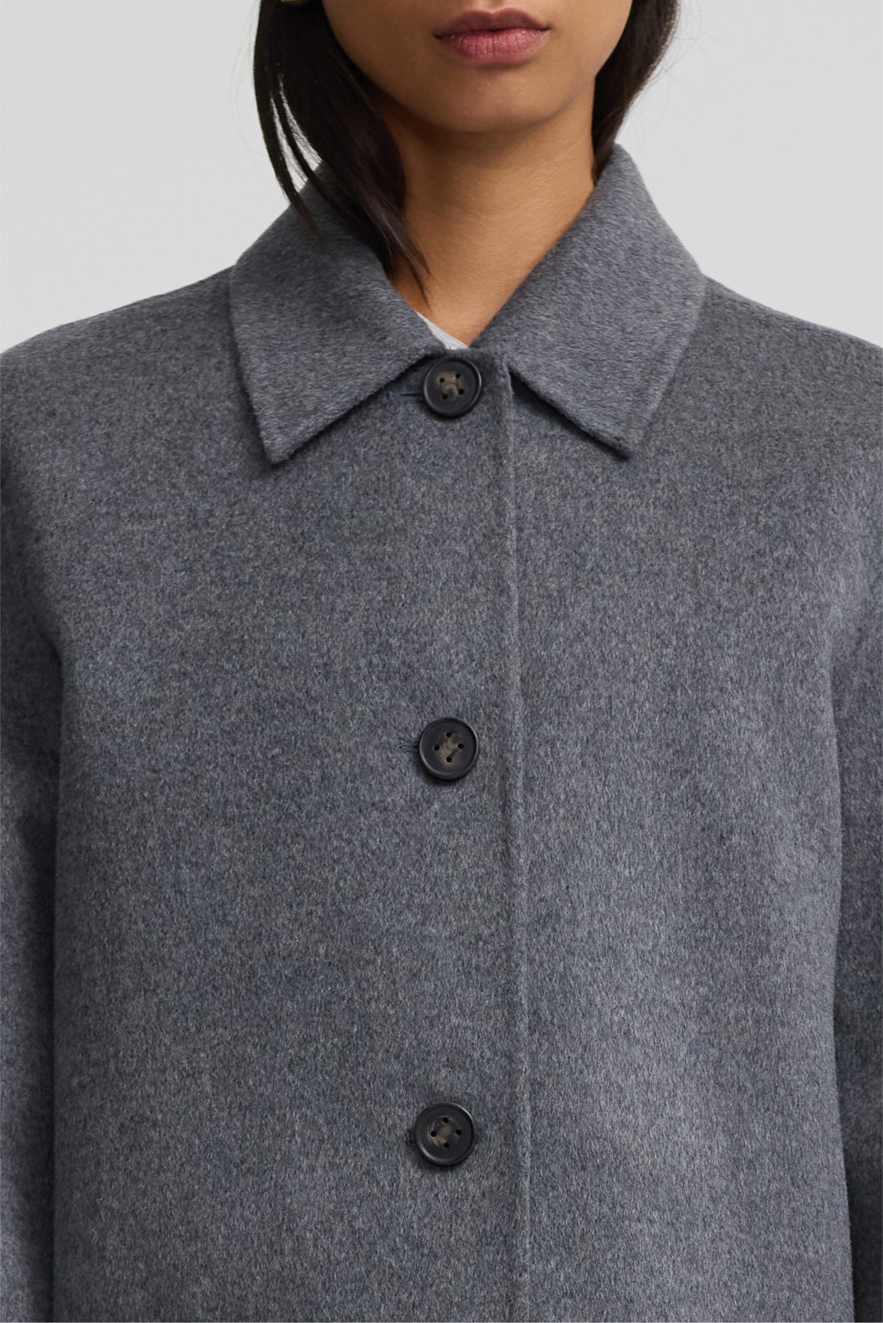 Cashmere Cropped Coat - Charcoal Grey