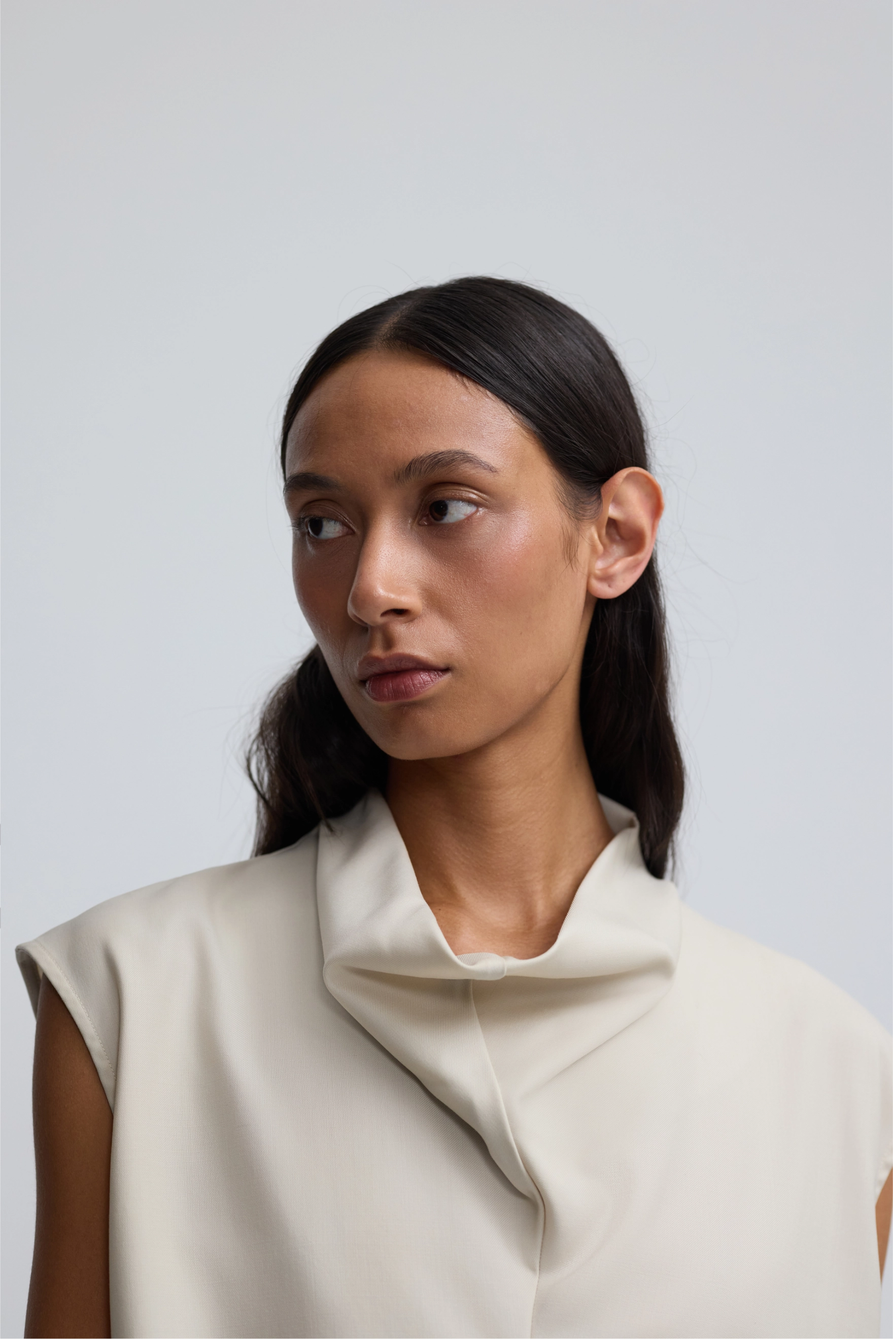 Cowl Top - Soft Ecru Wool