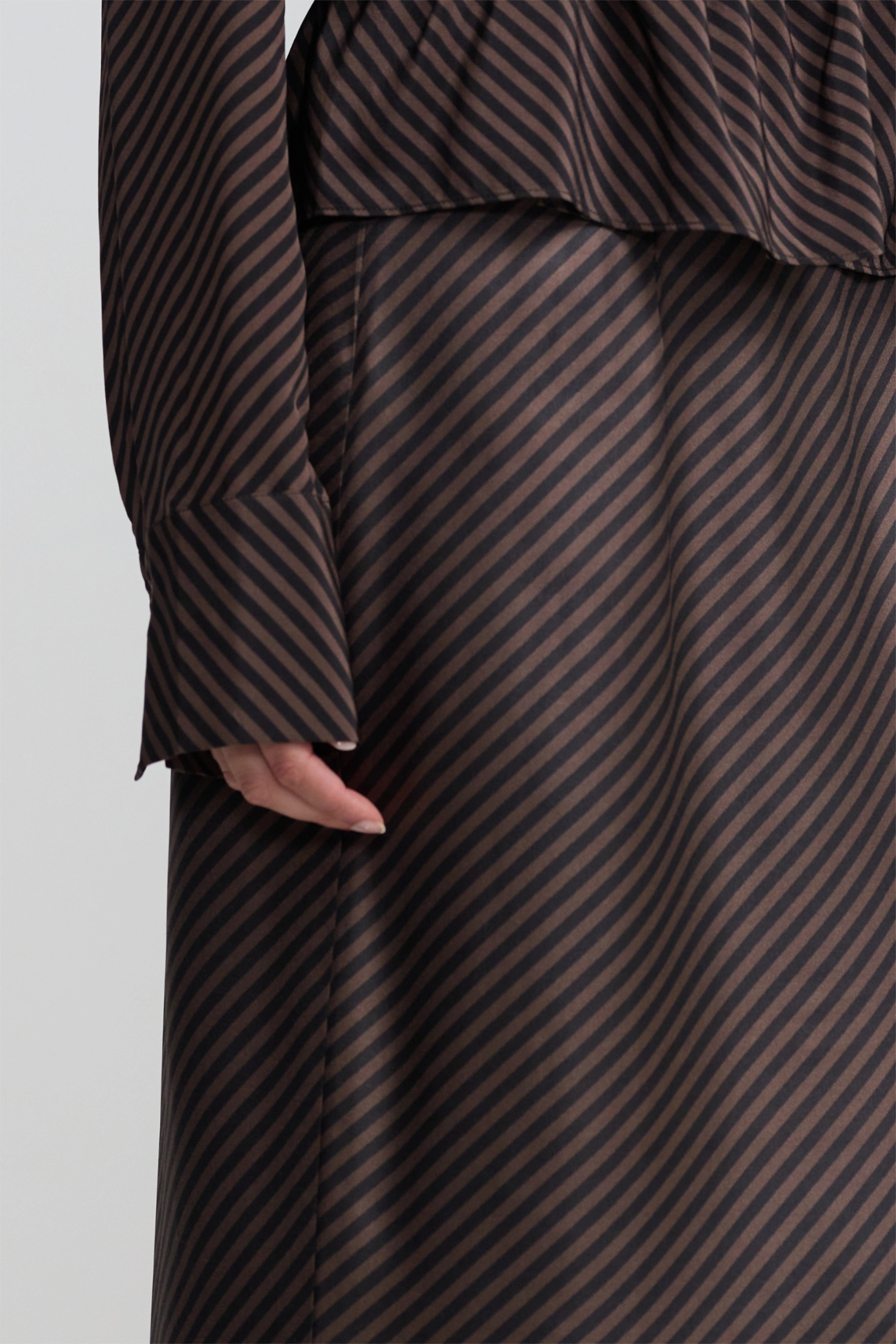 Column Skirt - Espresso Stripe Silk Twill