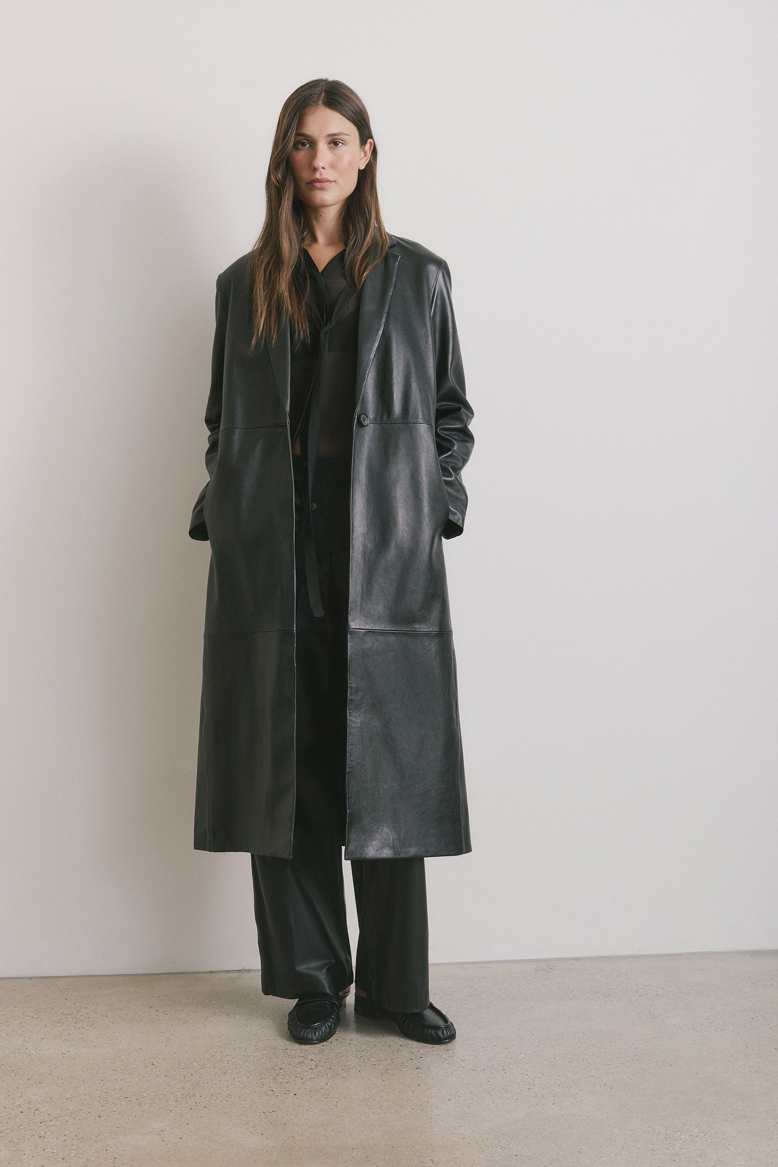 Hero Leather Coat - Black